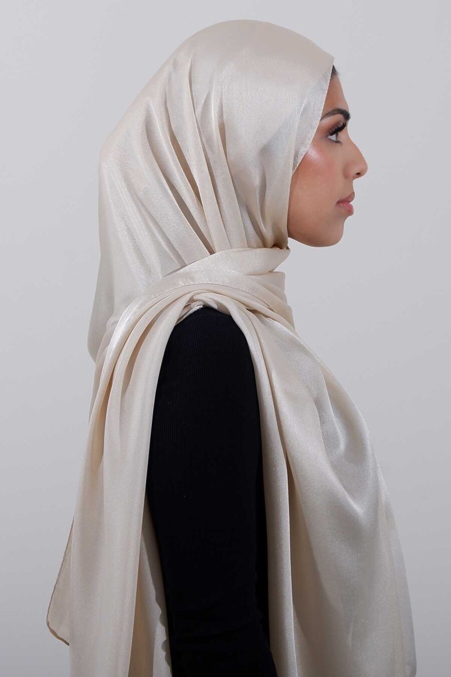 Glossy Silk | Ivory - Rabaya | Modest Wear | Premium Hijabs UK