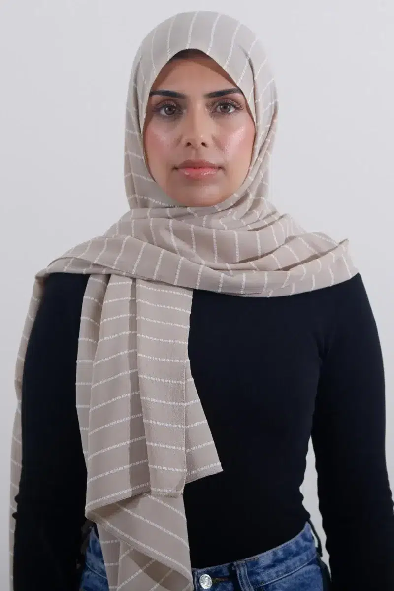 Striped Hijab | Beige