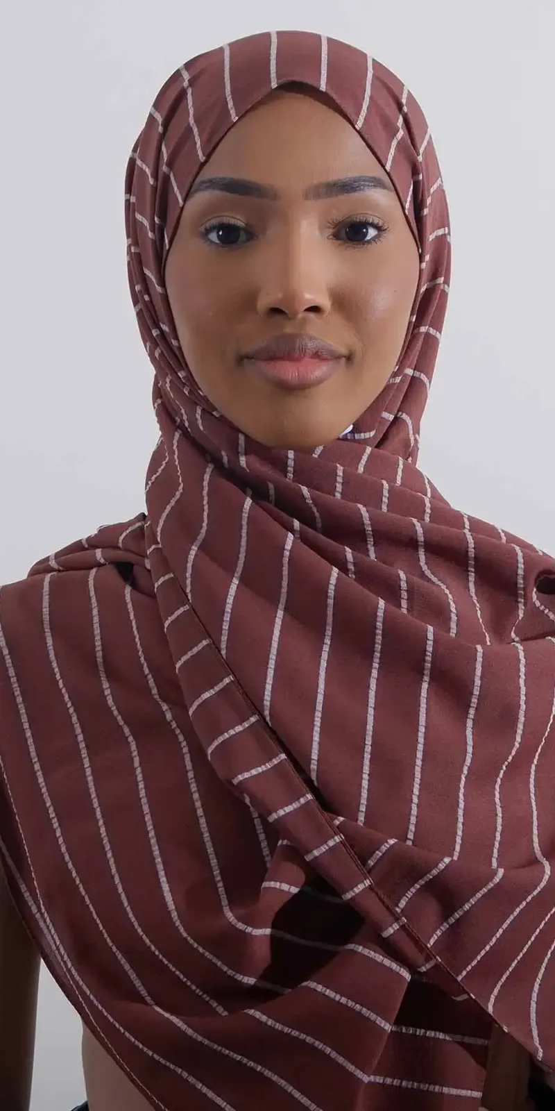 Striped Hijab | Dark Brown