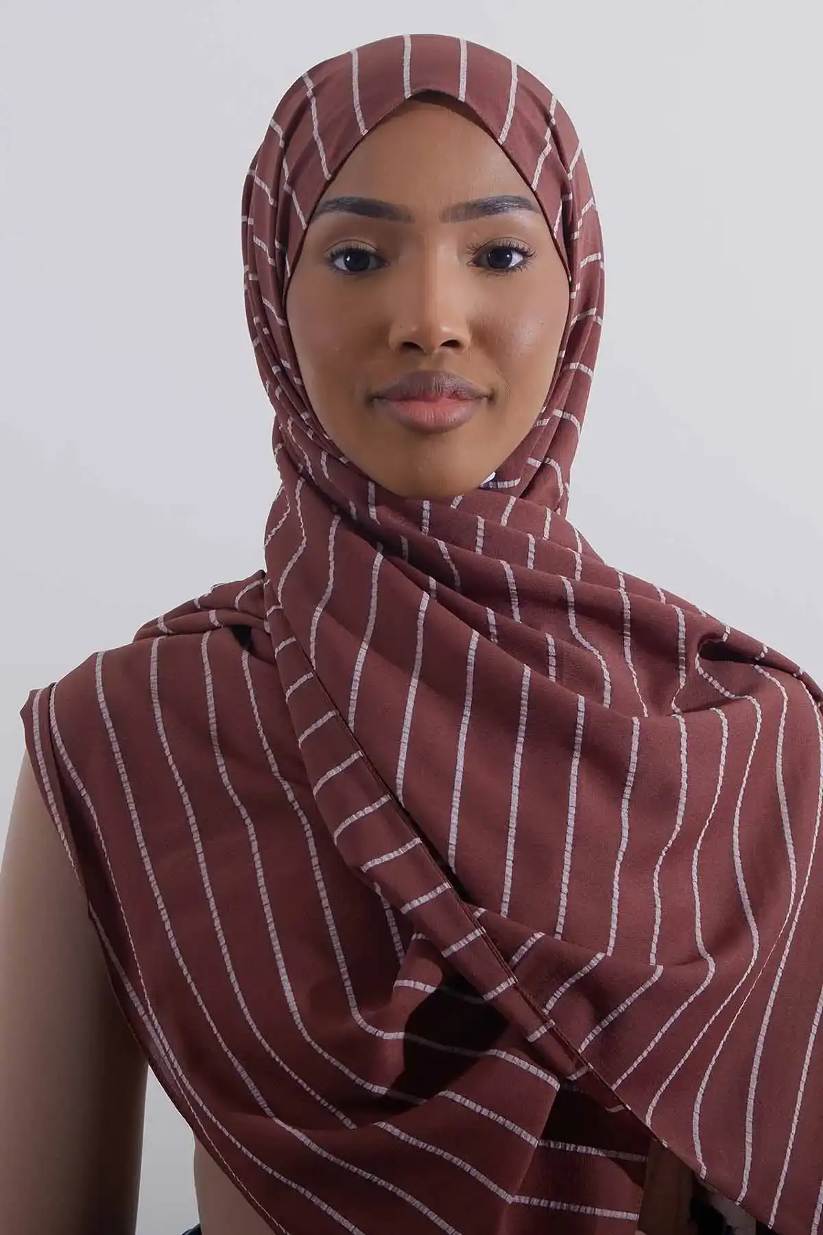 Striped Hijab | Dark Brown