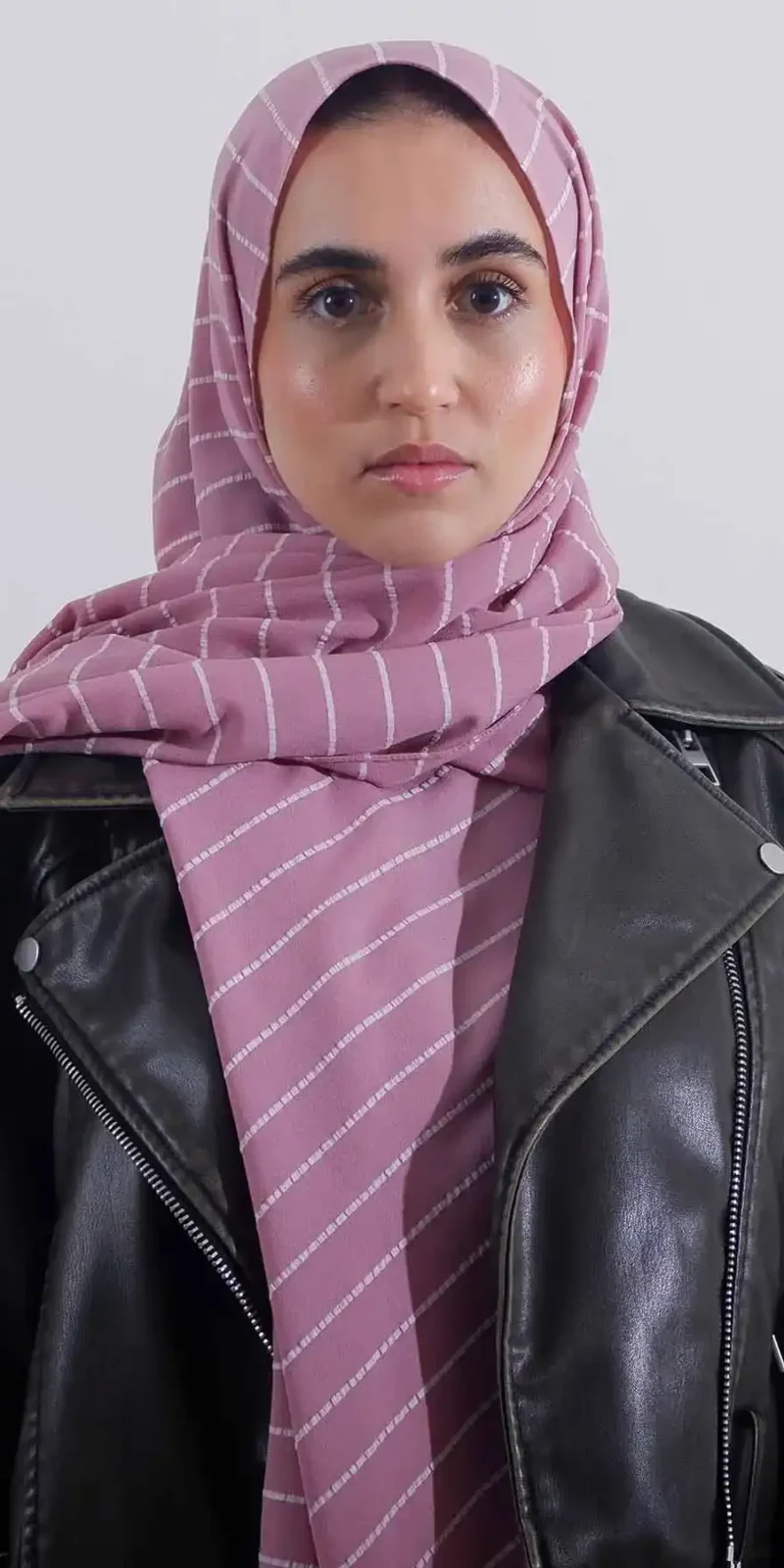 Striped Hijab | Dusty Pink