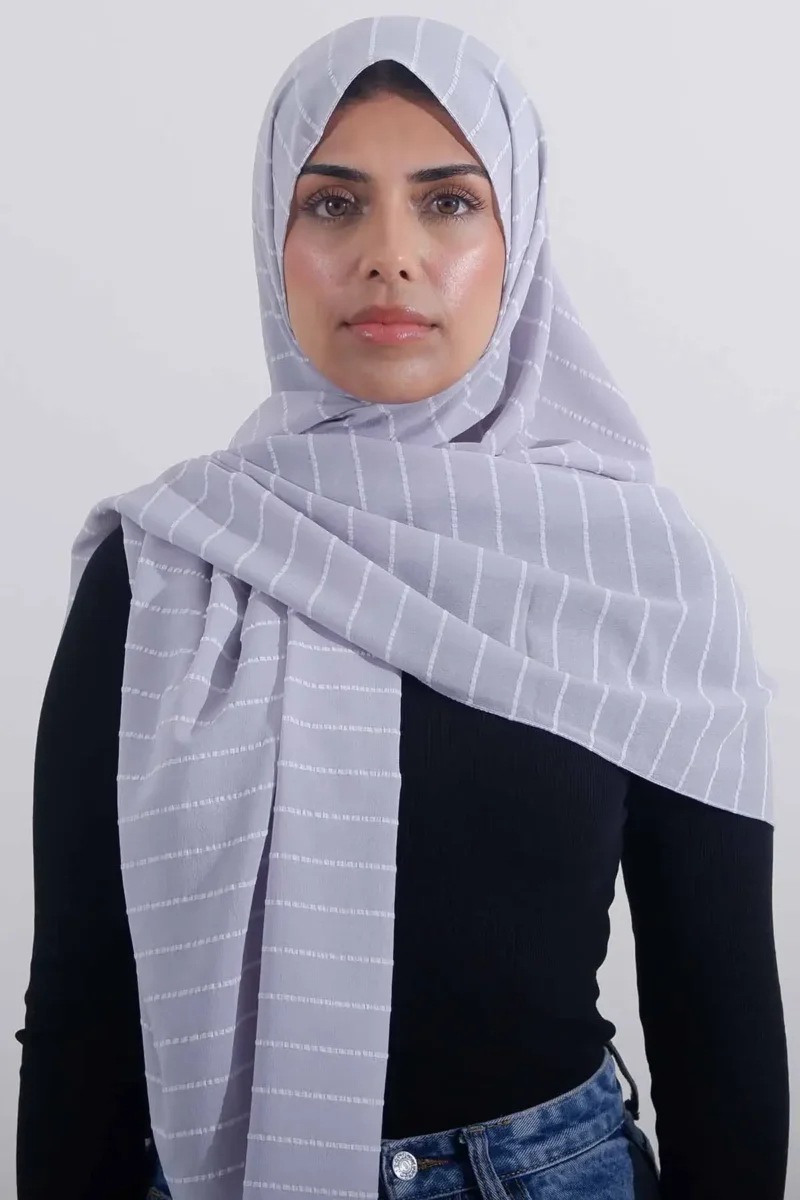 Striped Hijab | Grey