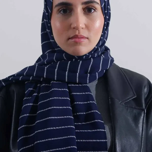 Striped Hijab | Navy