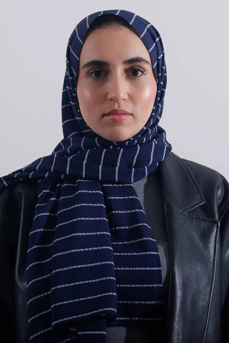 Striped Hijab | Navy