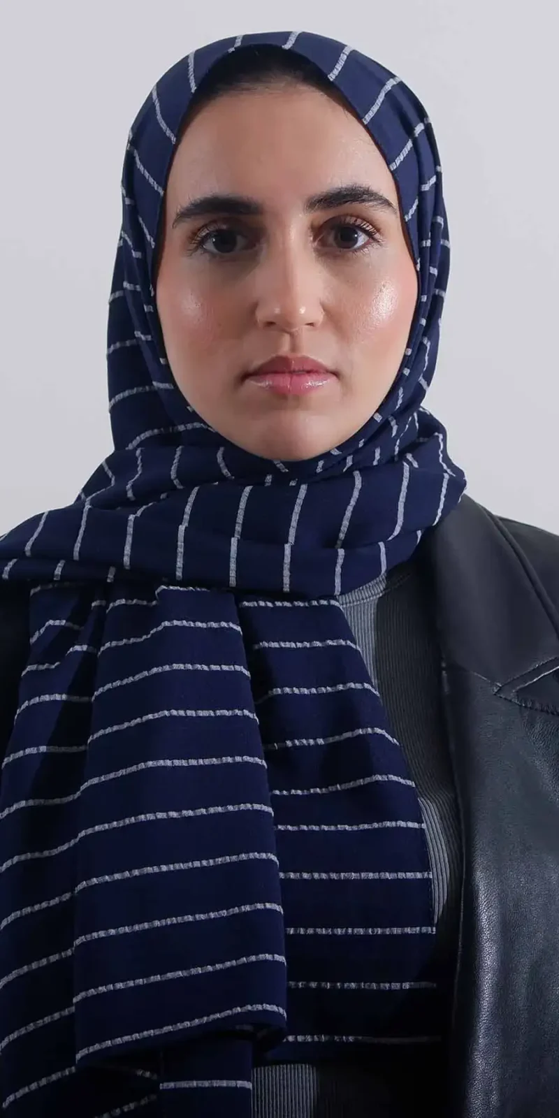 Striped Hijab | Navy