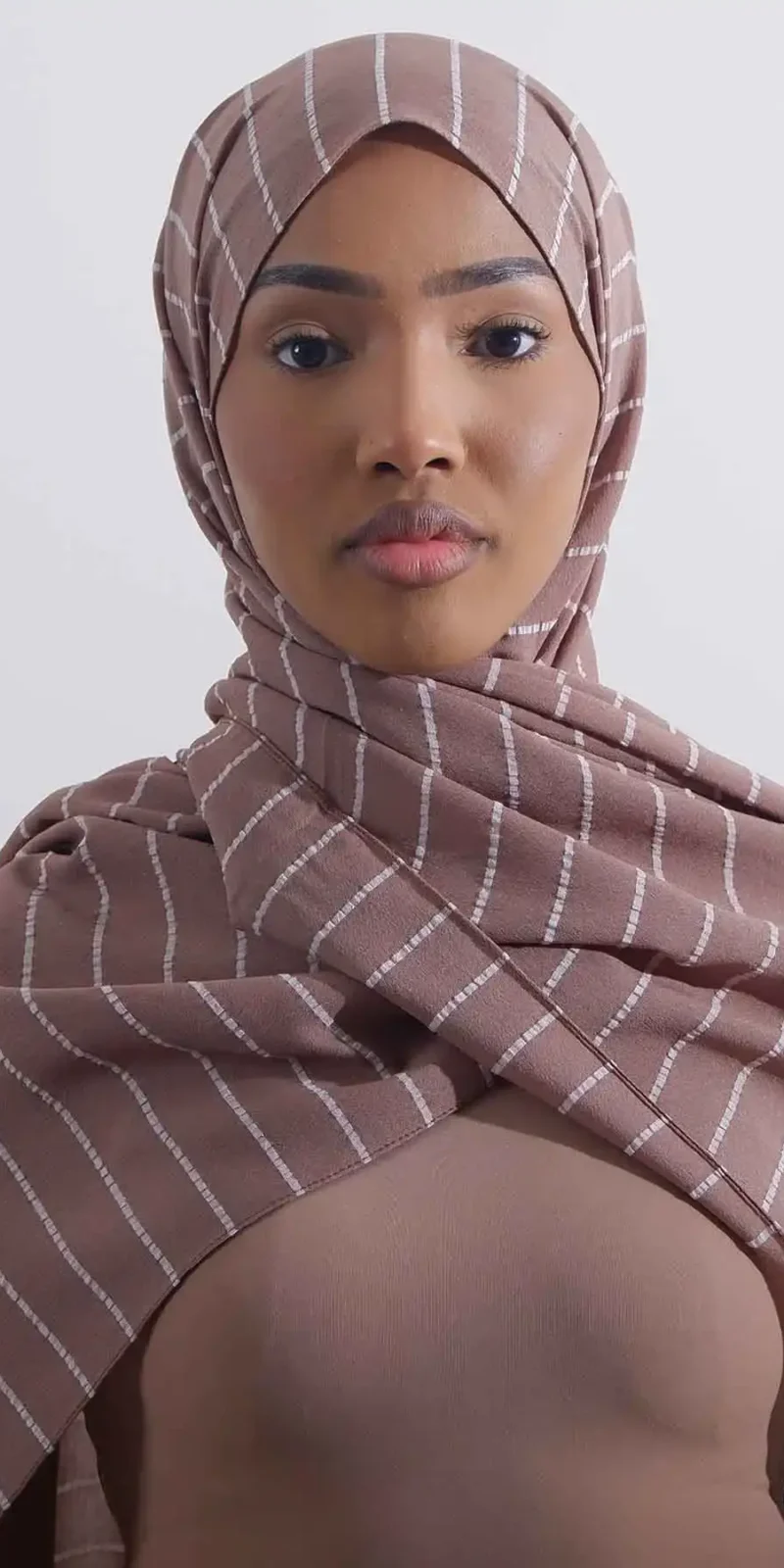 Striped Hijab | Pastel Brown