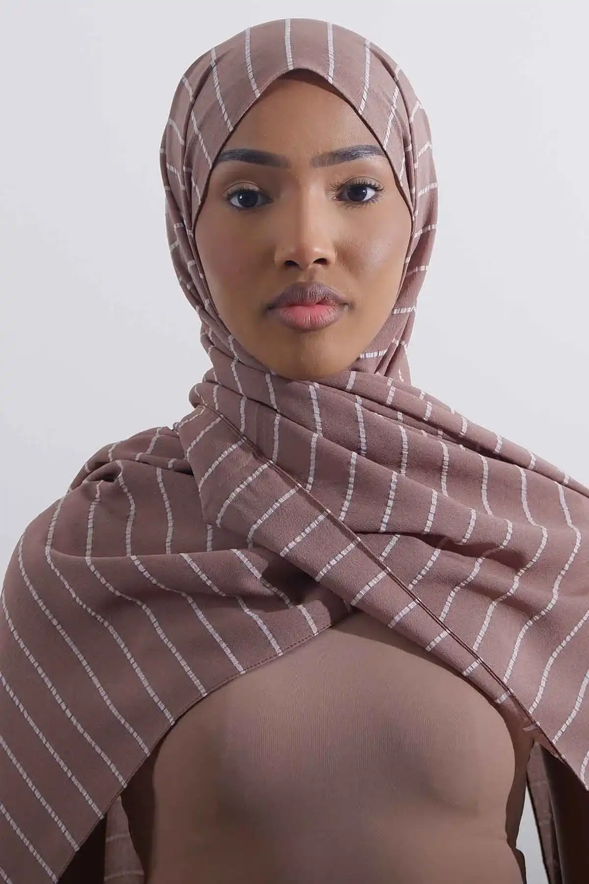 Striped Hijab | Pastel Brown