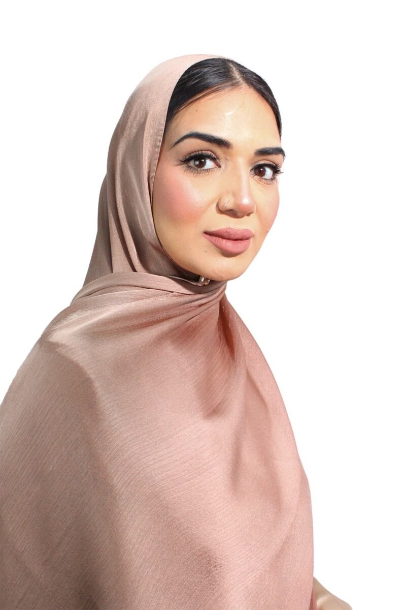 Glossy Silk Hijab | Nude Brown
