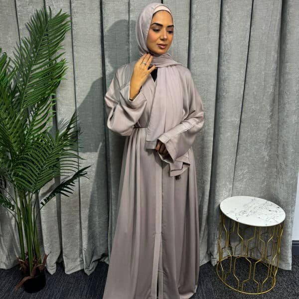 Plain button front Abaya | Skin