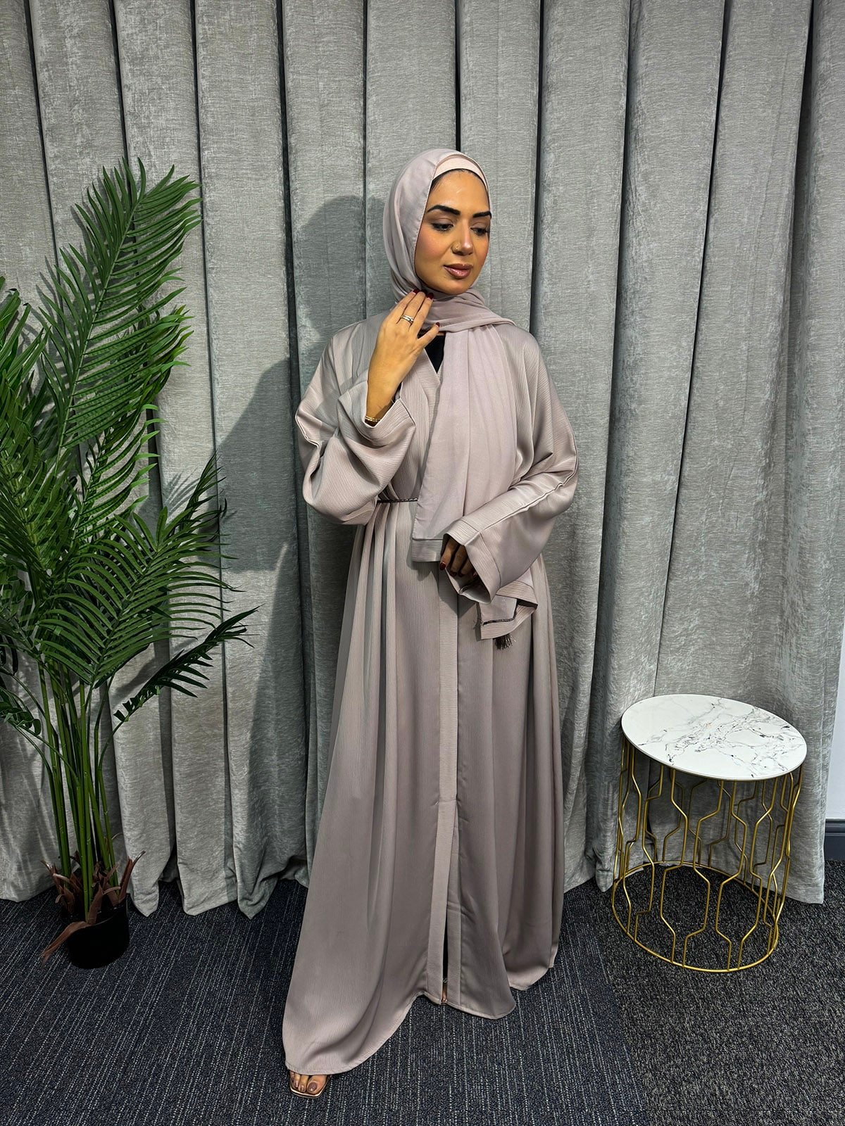 Plain button front Abaya | Skin