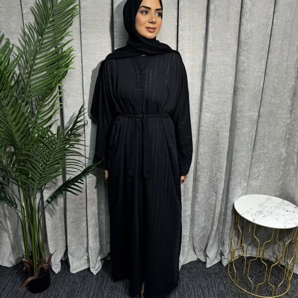 Silver Line Abaya | Black