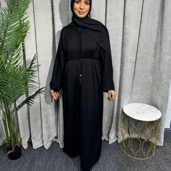 Plain button front Abaya | Black