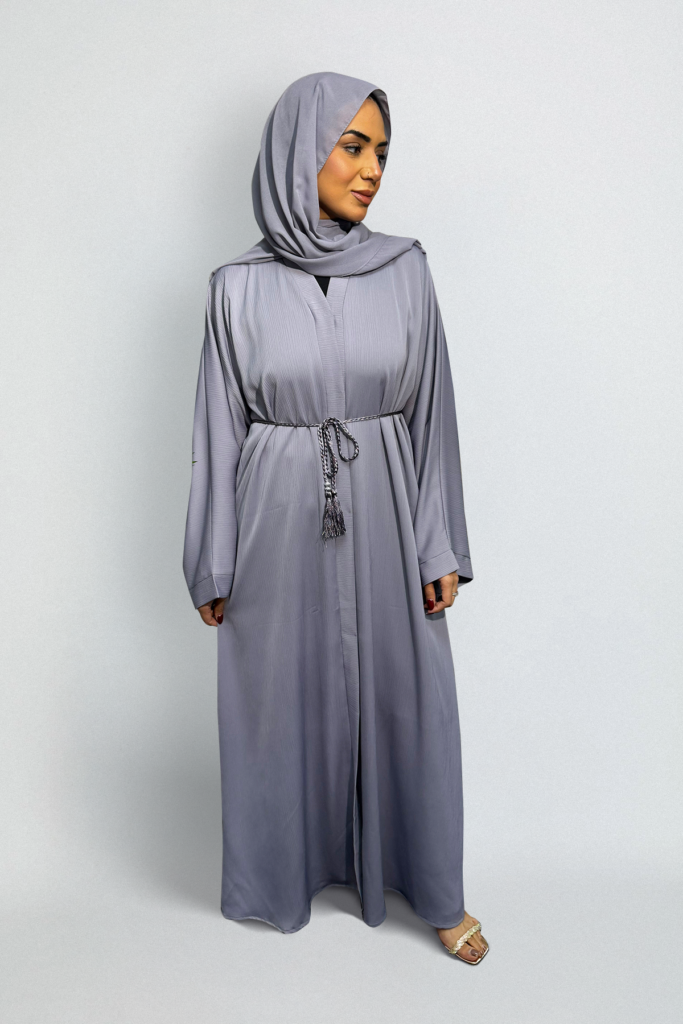 Plain button front Abaya | Grey - Rabaya | Modest Wear | Premium Hijabs UK