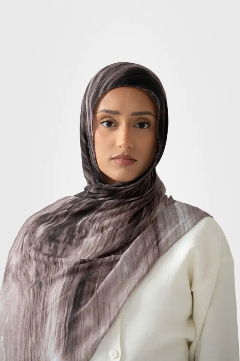Marble Printed Modal Hijab | Plum