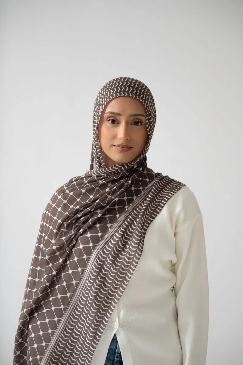 Keffiyeh Printed Modal Hijabs | Soft Brown