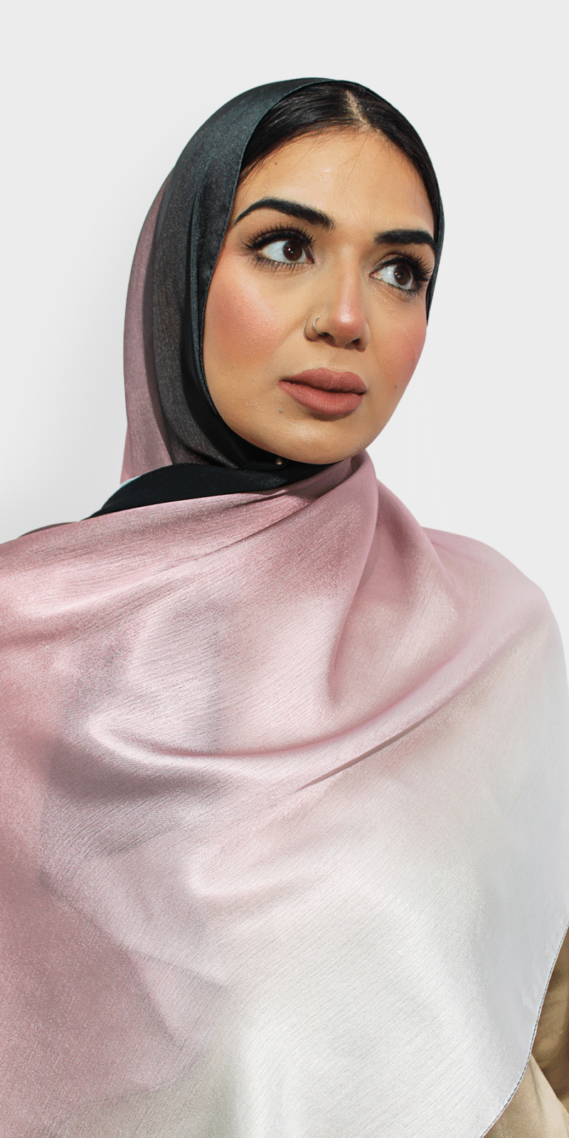Glossy silk Powdered pink and black