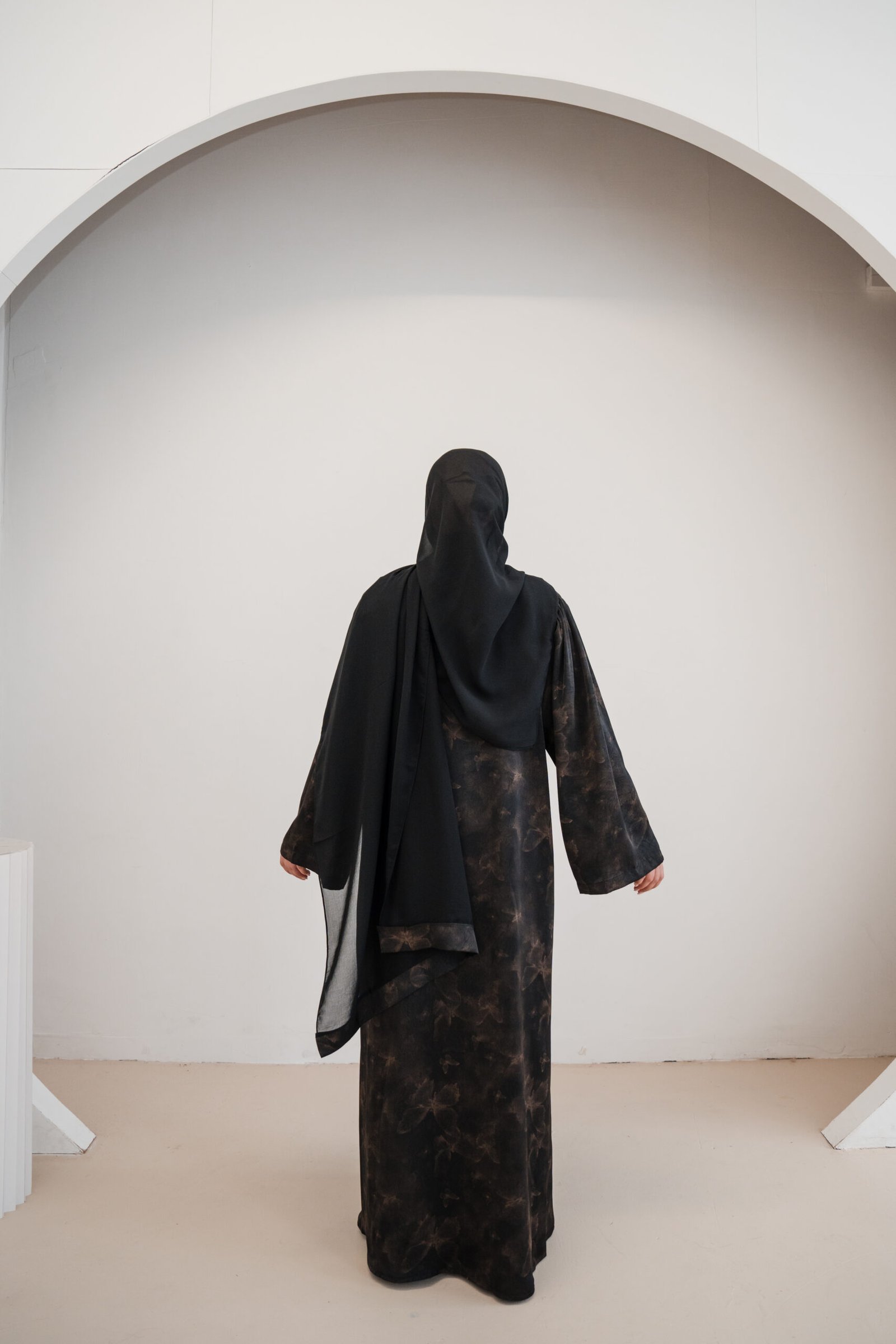 Black Butterfly Satin Abaya (2) Black Butterfly Satin Abaya - Image 3