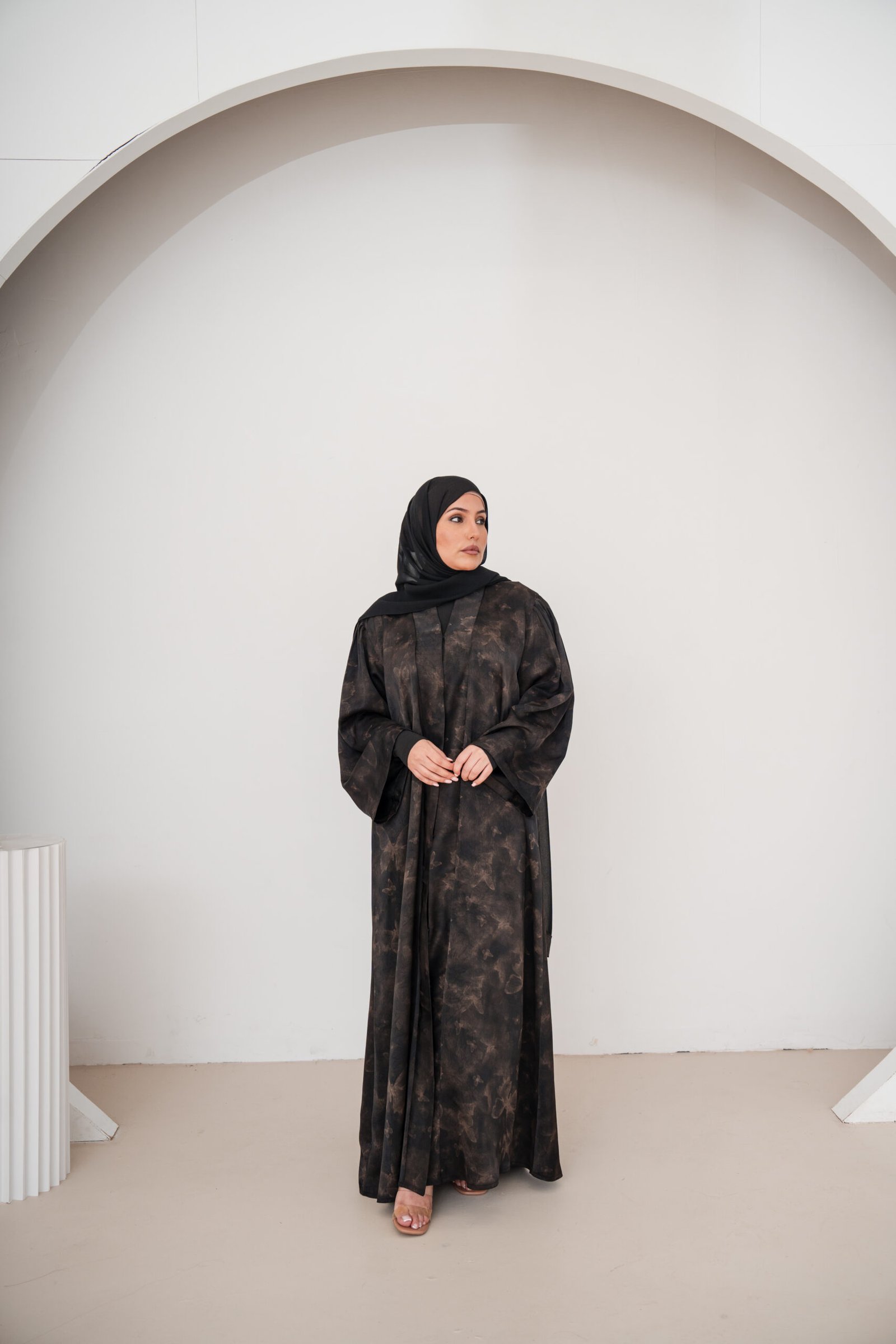Black Butterfly Satin Abaya (4) Black Butterfly Satin Abaya - Image 5