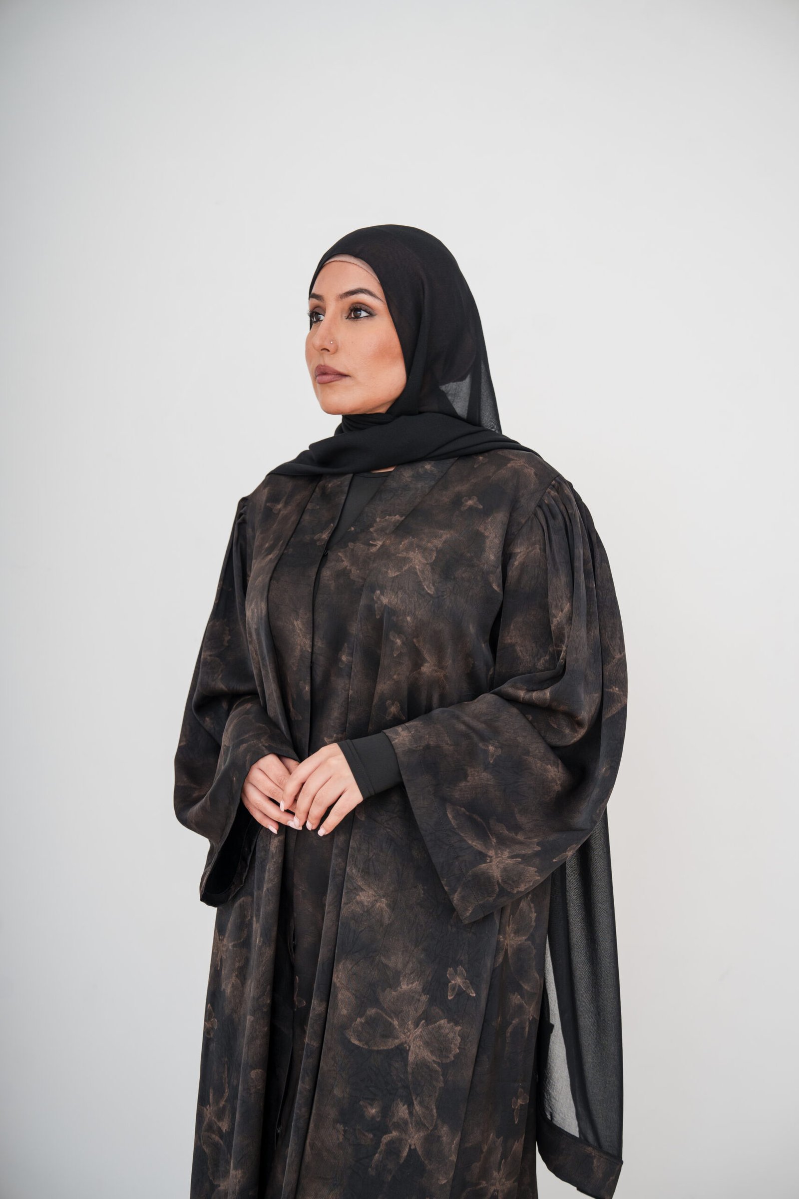 Black Butterfly Satin Abaya (5) Black Butterfly Satin Abaya - Image 6
