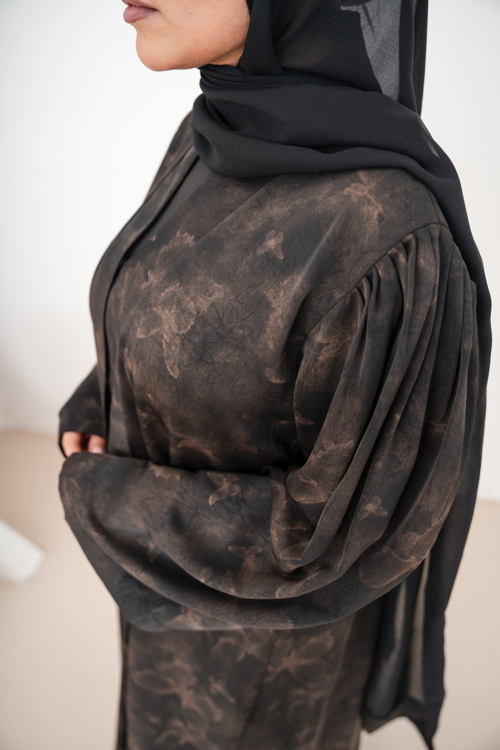 Black Butterfly Satin Abaya (7) Black Butterfly Satin Abaya - Image 8