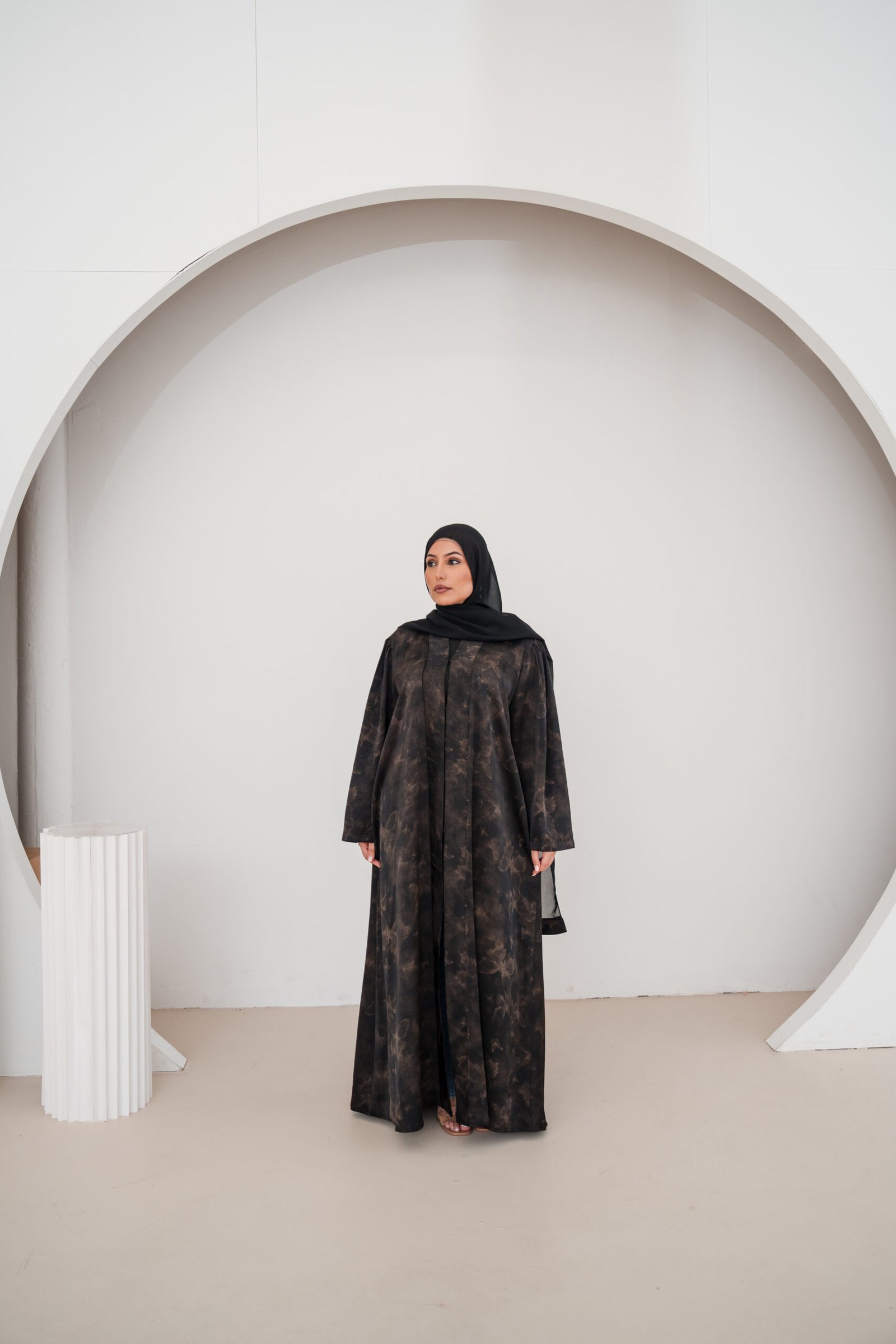 Black Butterfly Satin Abaya (8) Black Butterfly Satin Abaya - Image 9