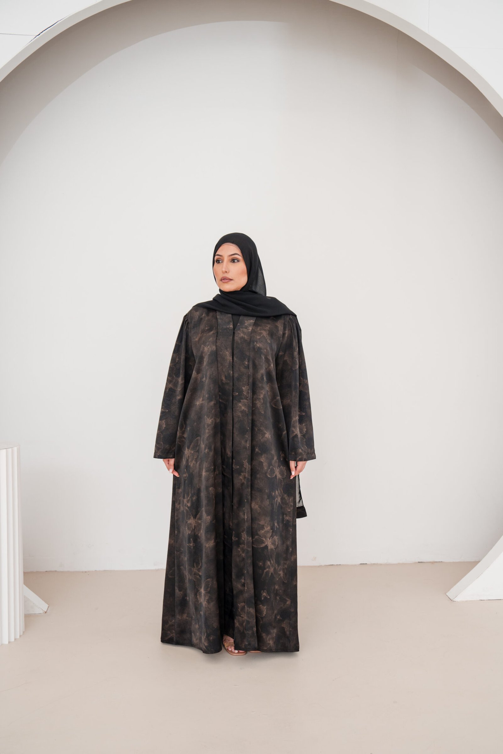 Black Butterfly Satin Abaya (9) Black Butterfly Satin Abaya - Image 10