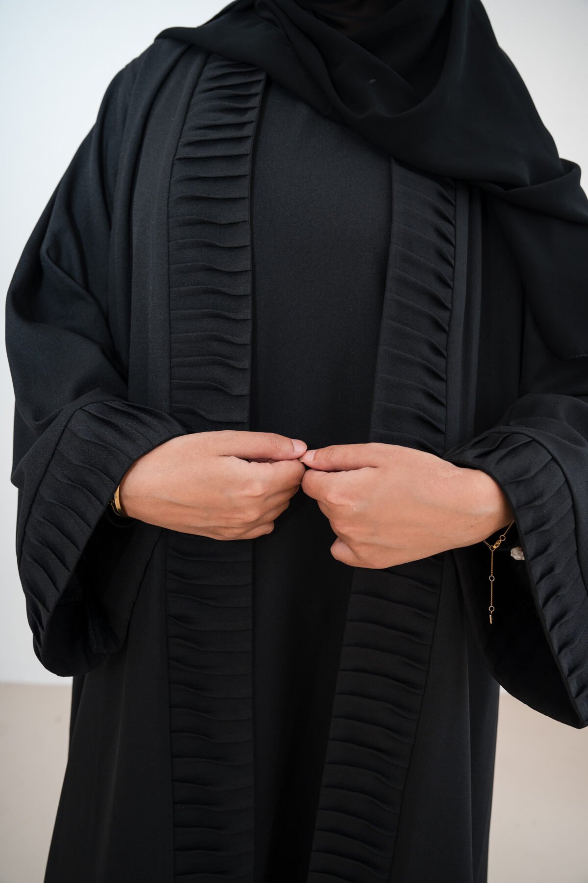 Black Nura Crepe Abaya Set - Image 3
