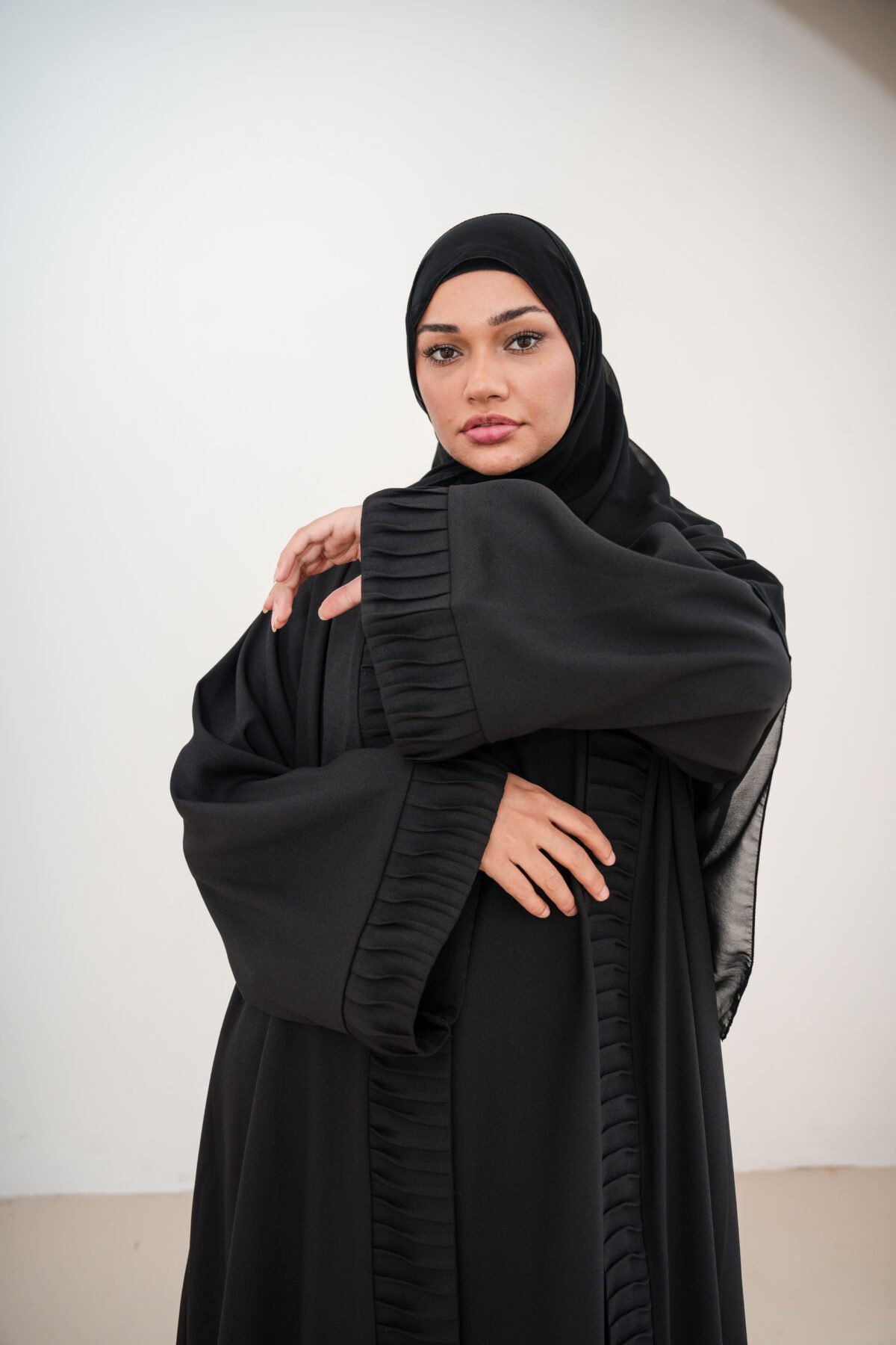 Black Nura Crepe Abaya Set - Image 4