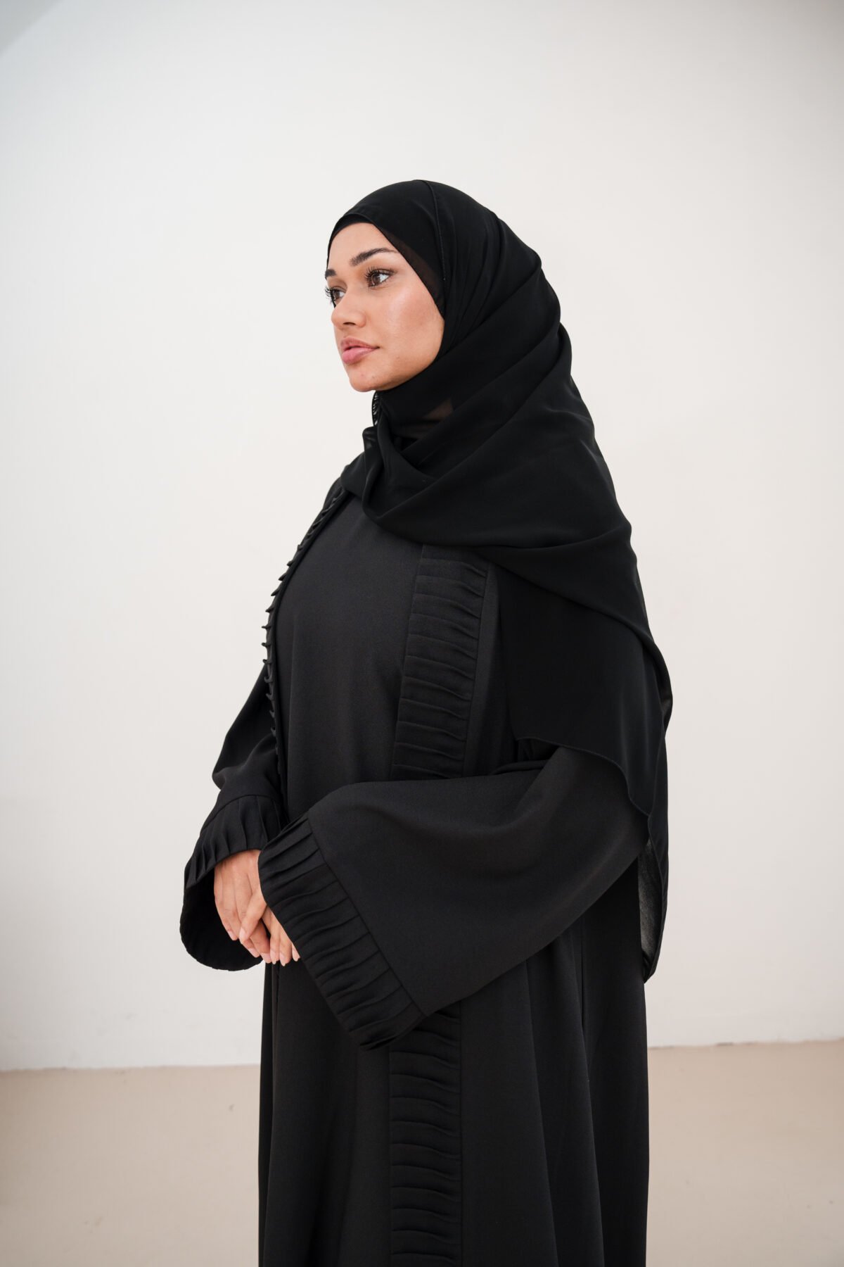 Black Nura Crepe Abaya Set - Image 6