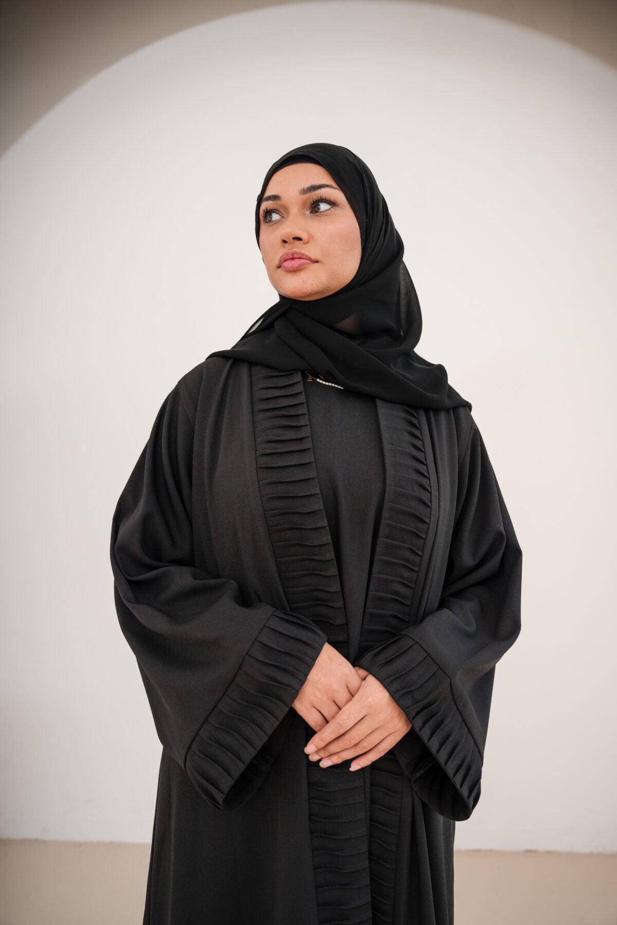 Black Nura Crepe Abaya Set - Image 9