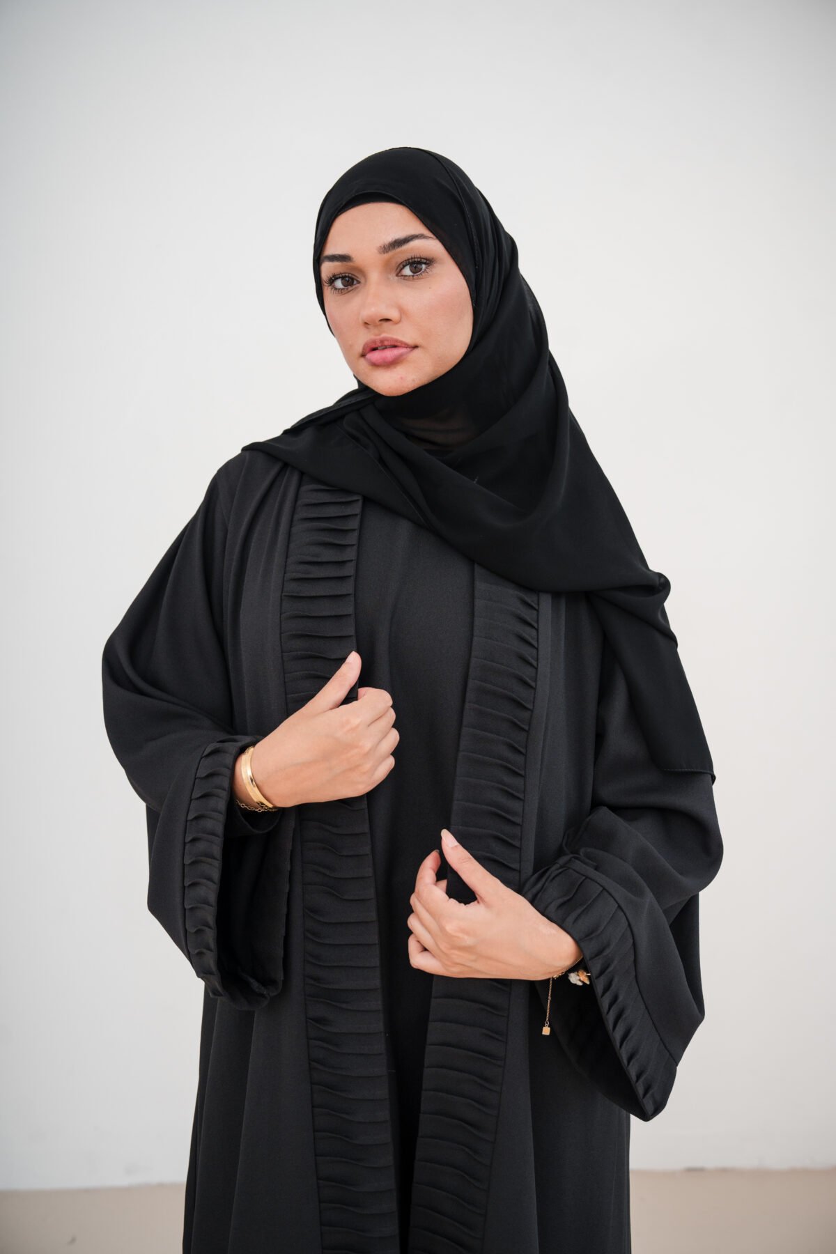 Black Nura Crepe Abaya Set - Image 1