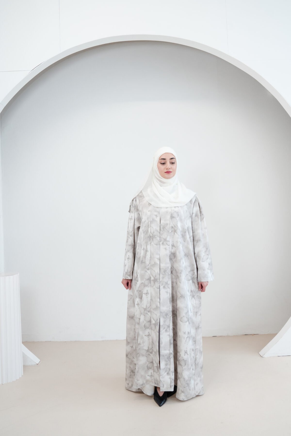 Dove Butterfly Satin Abayas - Image 2