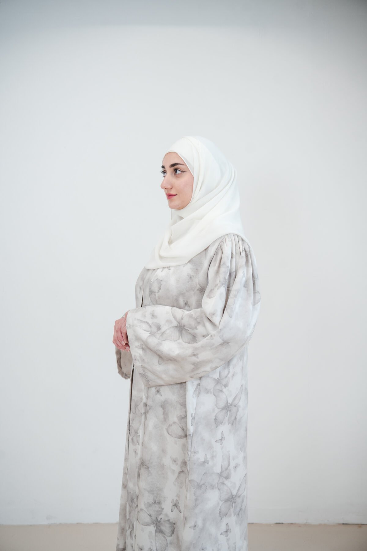 Dove Butterfly Satin Abayas - Image 3