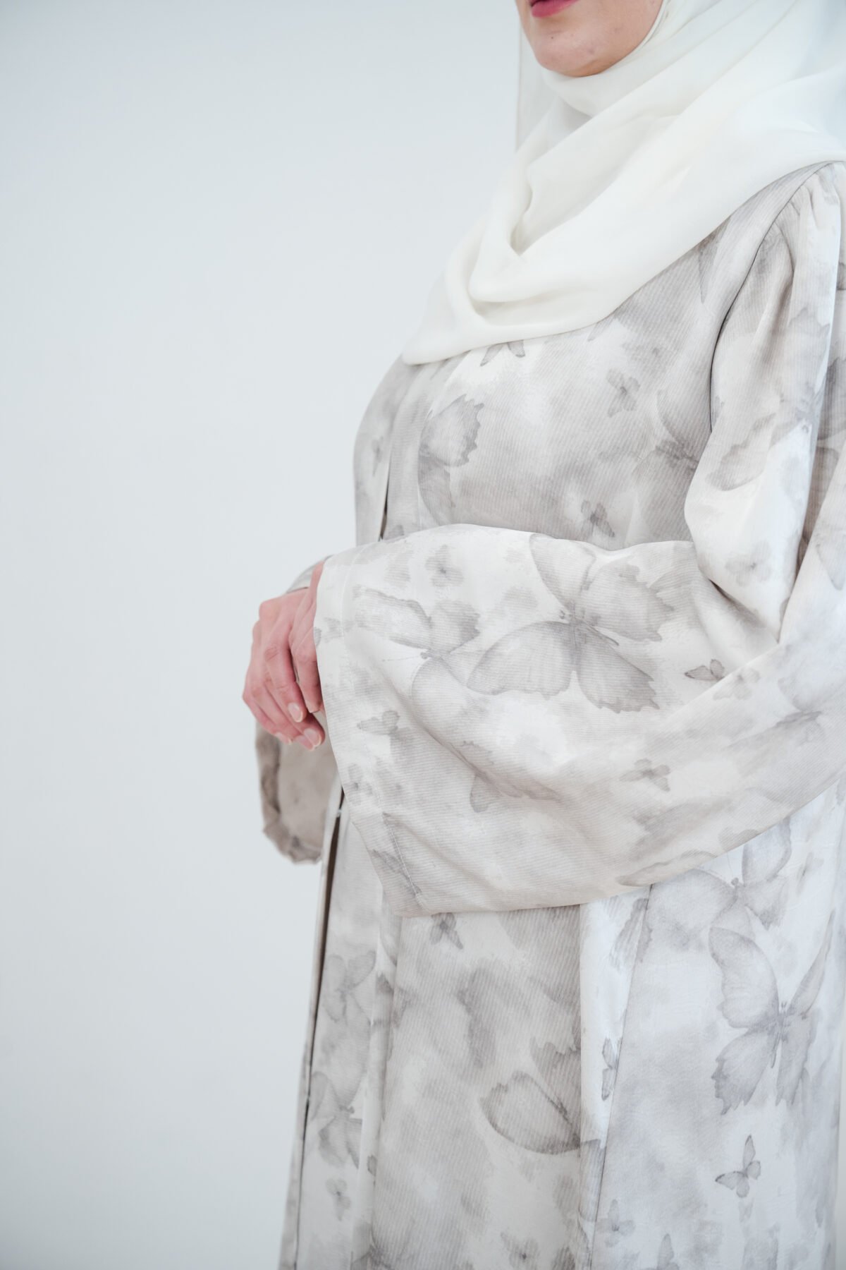 Dove Butterfly Satin Abayas - Image 4