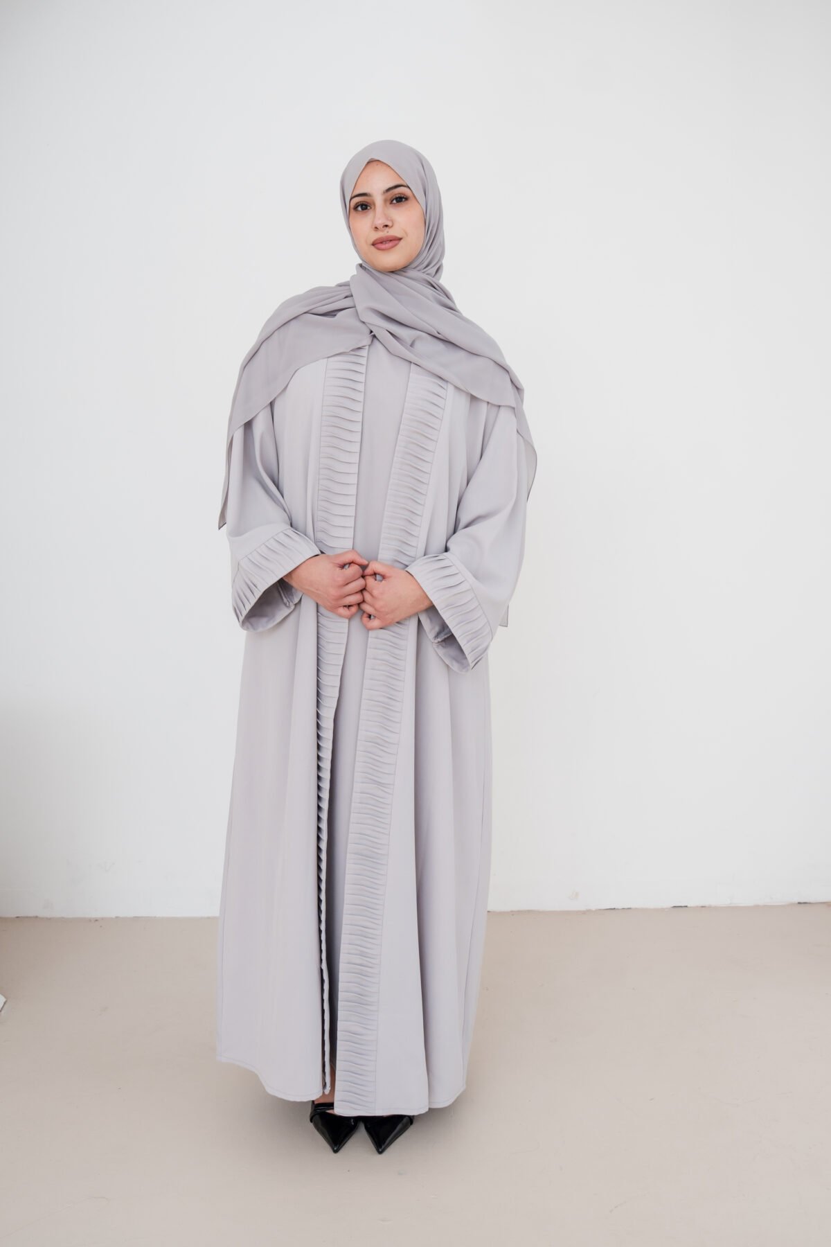 Grey Nura Crepe Abaya Set - Image 1