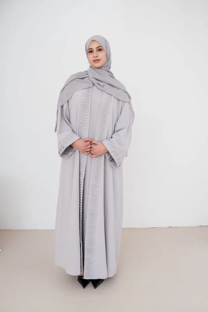 Grey Nura Crepe Abaya Set