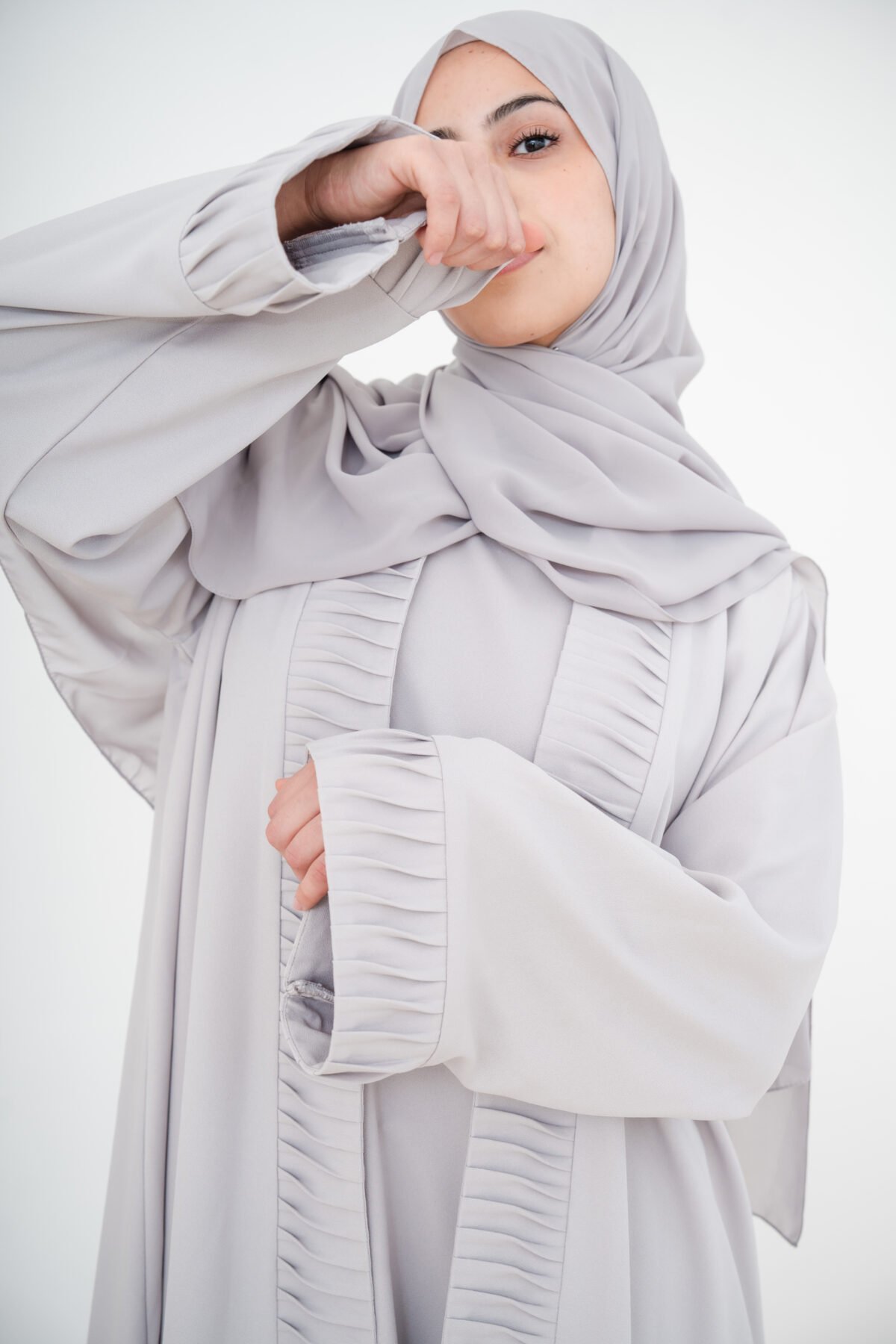 Grey Nura Crepe Abaya Set - Image 5