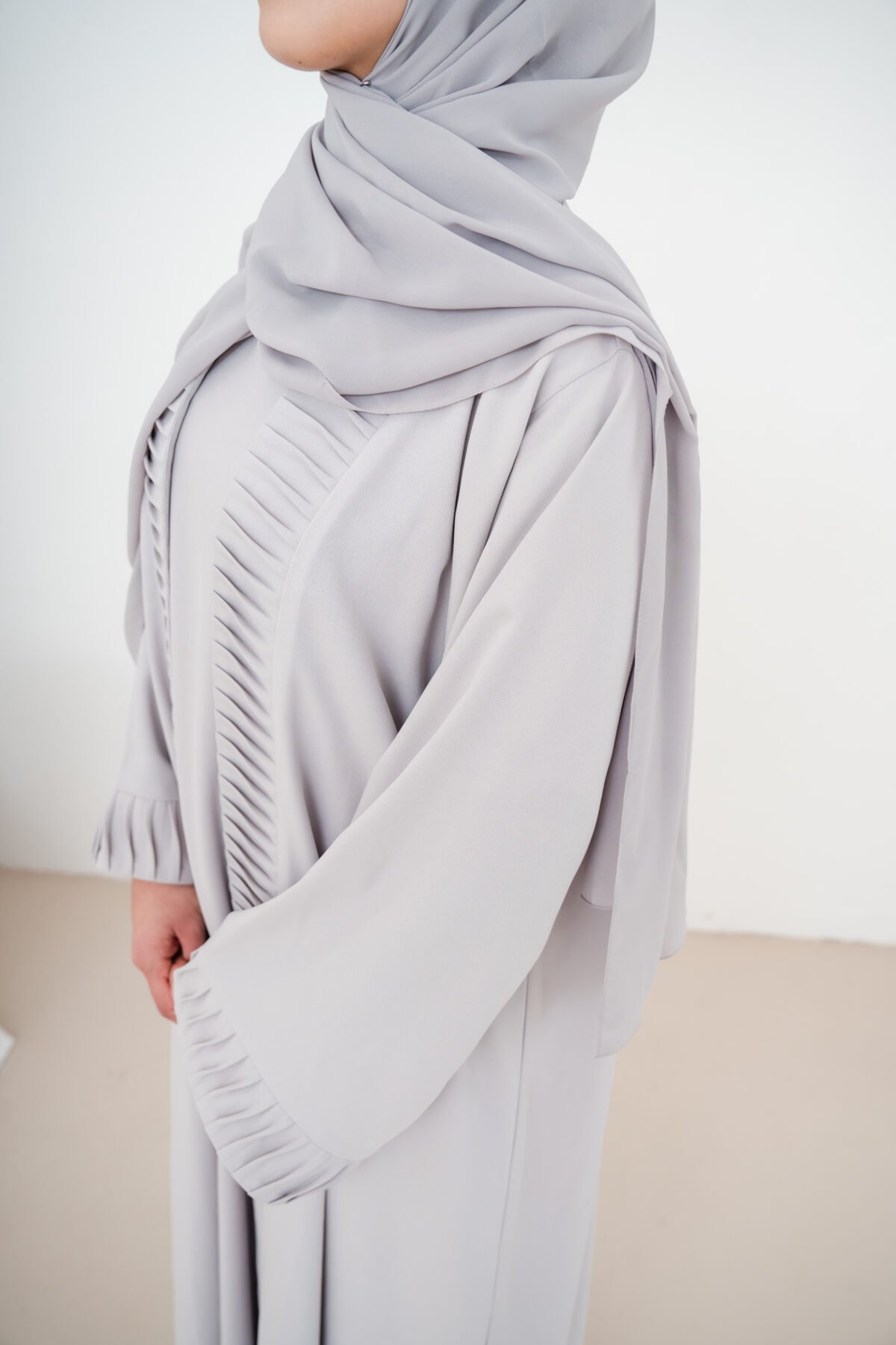 Grey Nura Crepe Abaya Set - Image 9