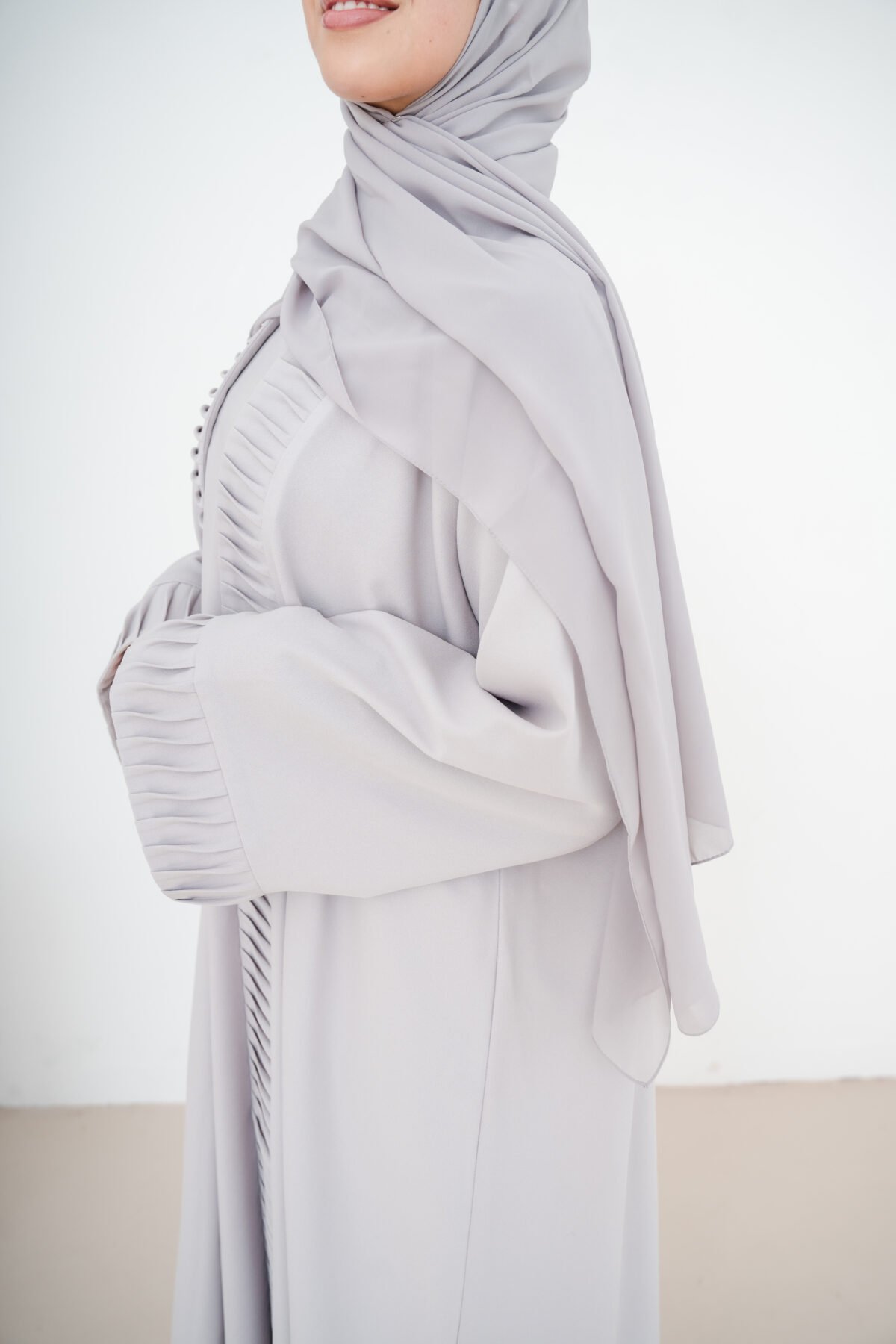Grey Nura Crepe Abaya Set - Image 12