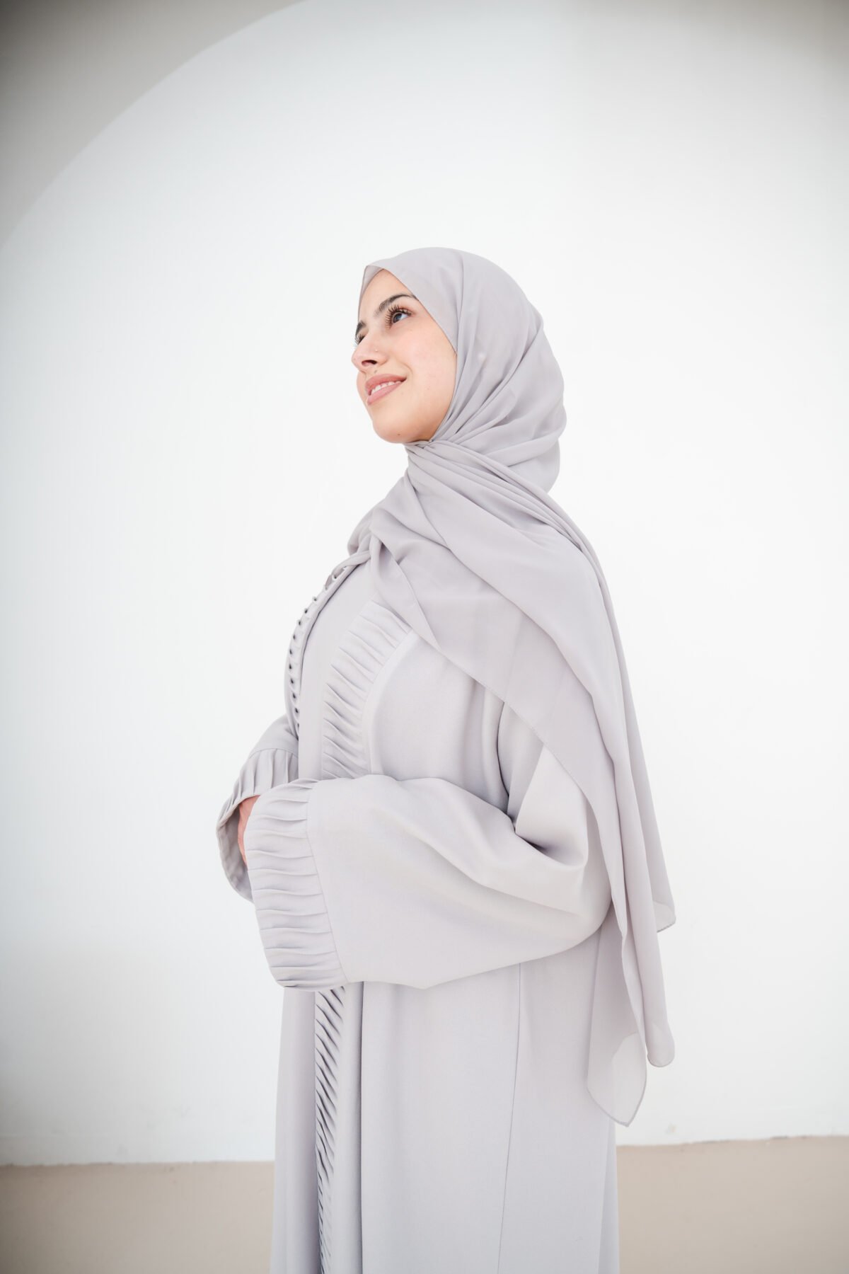 Grey Nura Crepe Abaya Set - Image 13