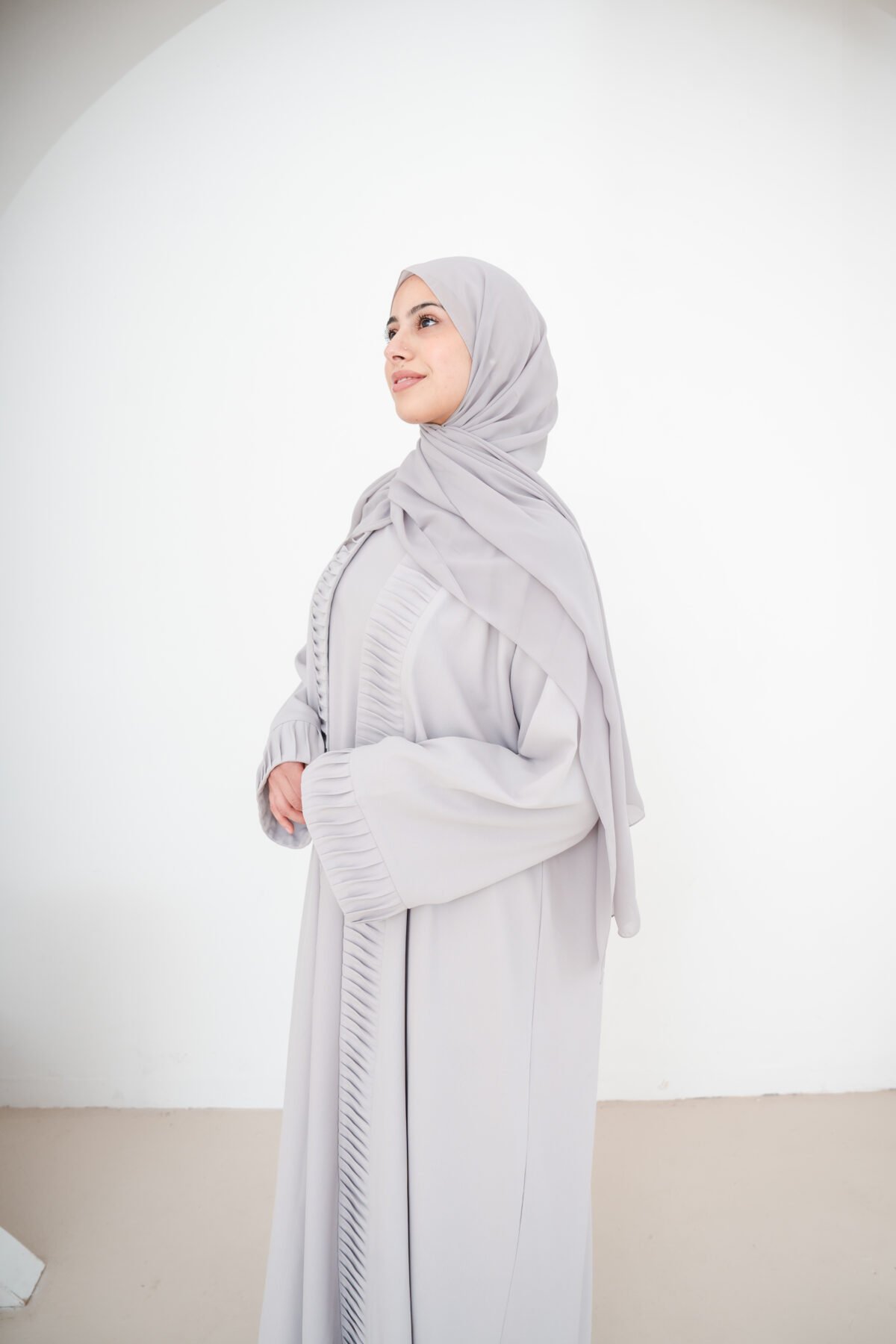 Grey Nura Crepe Abaya Set - Image 14