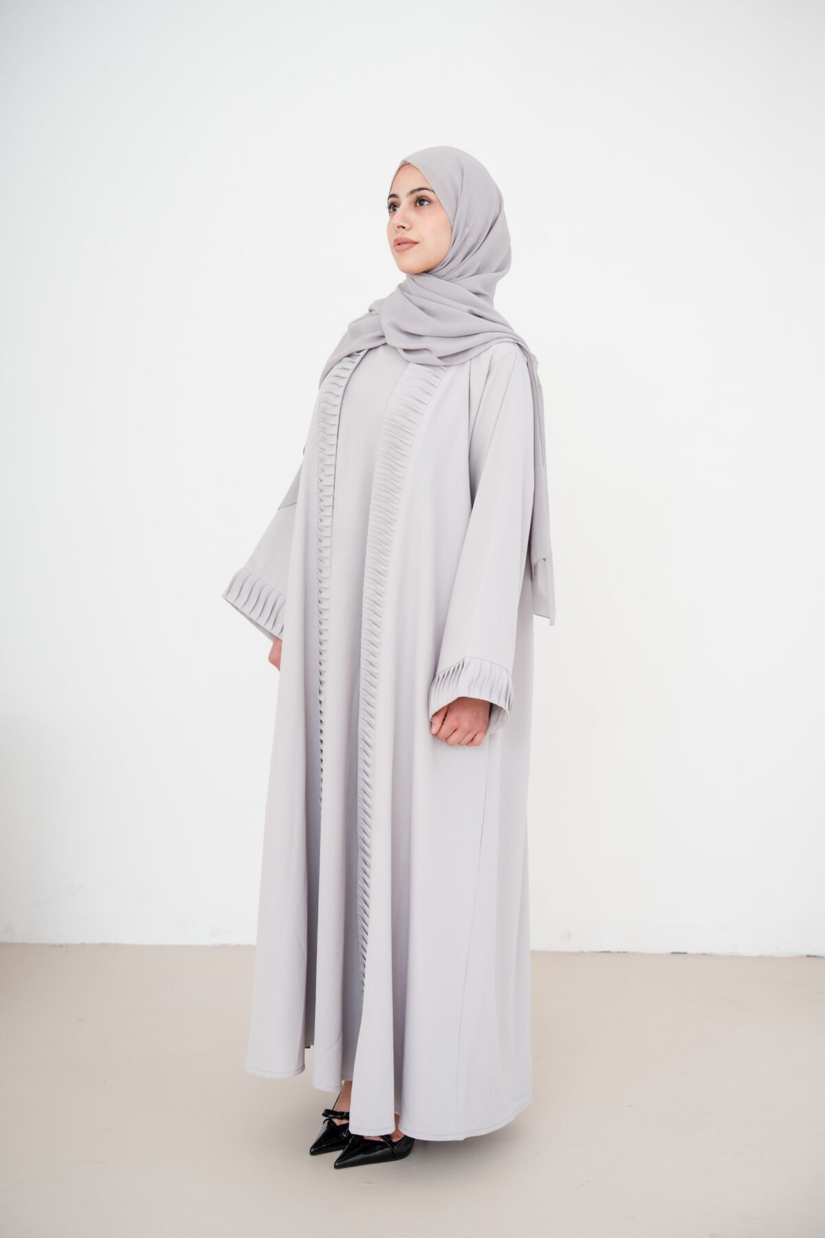 Grey Nura Crepe Abaya Set - Image 3