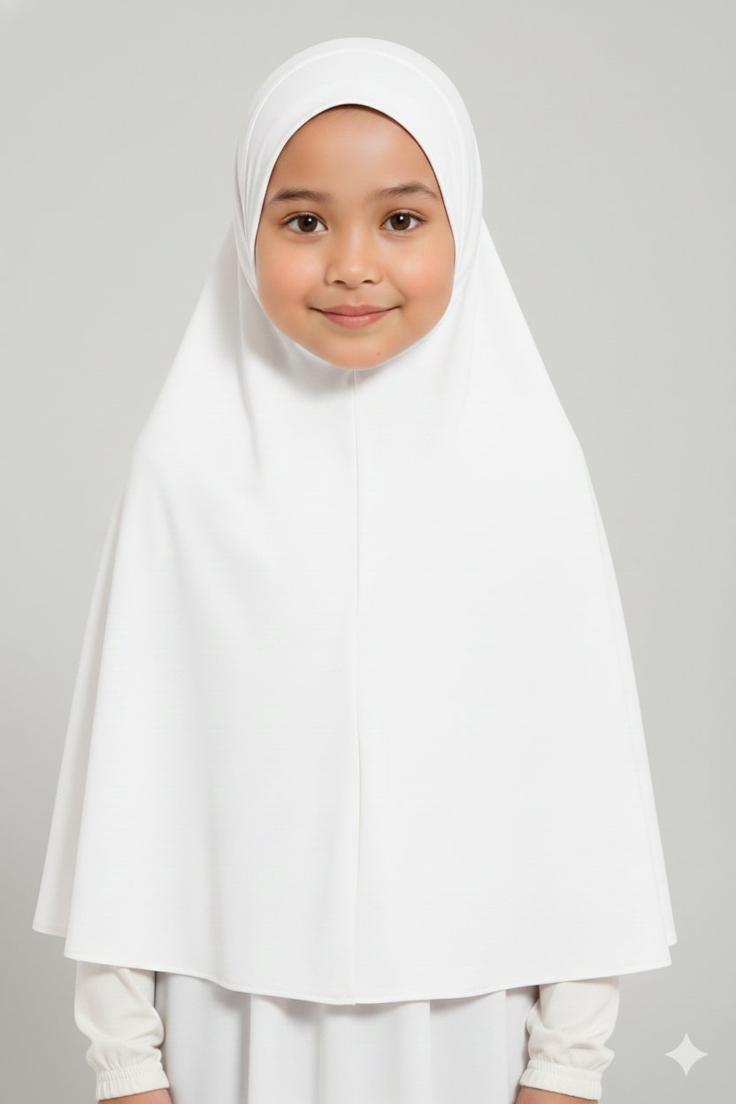 Girls Khimar White - Image 2