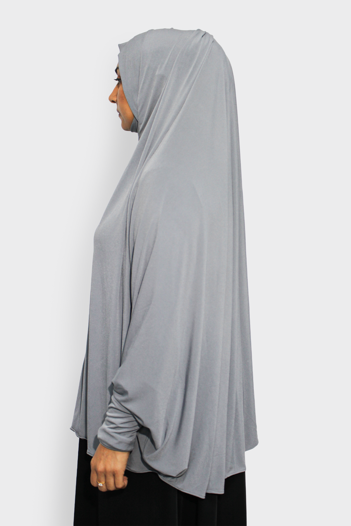 Ladies Khimar Grey with sleeves 5 Ladies Khimar Grey with Sleeves - Image 6