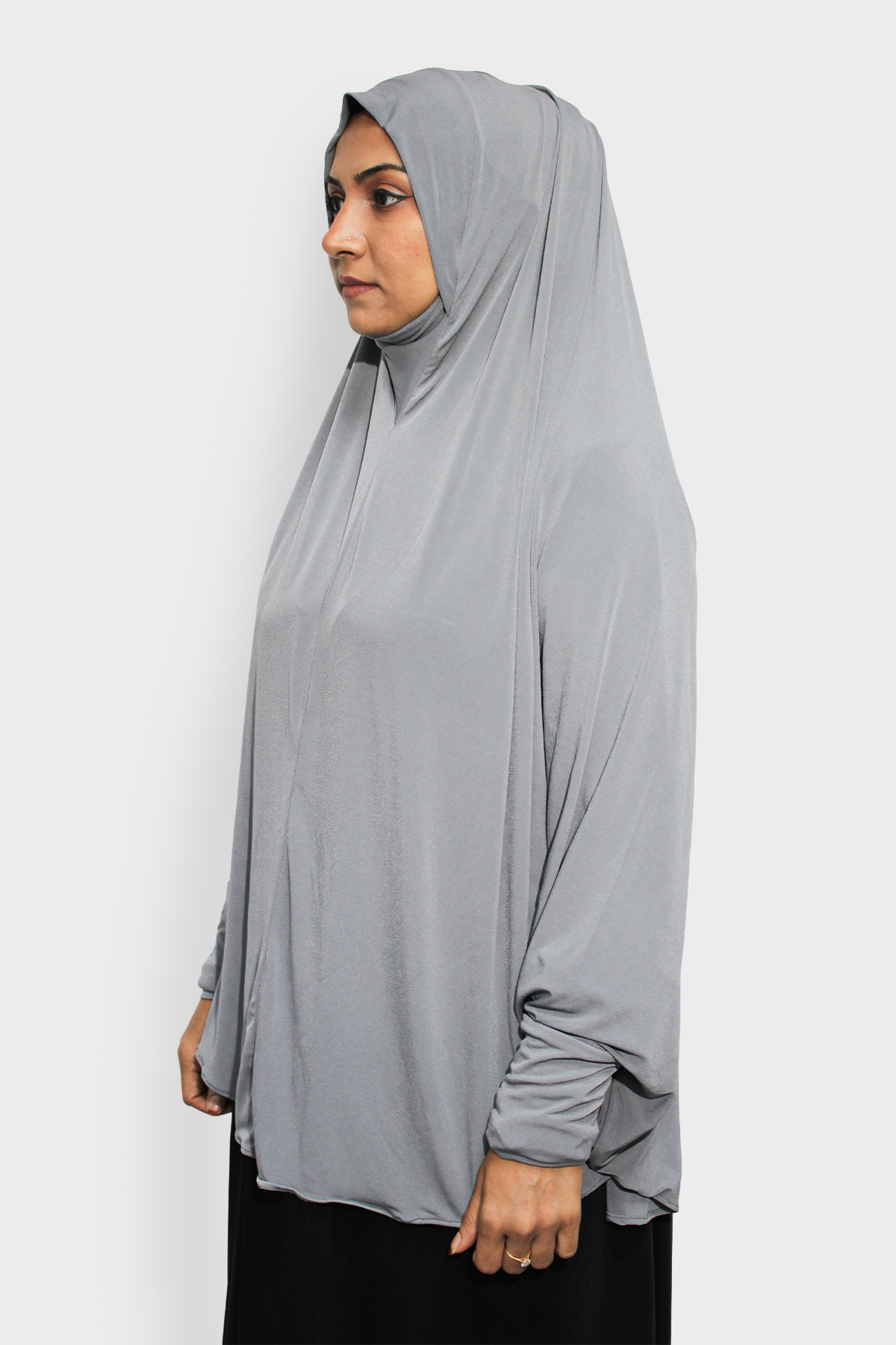 Ladies Khimar Grey with sleeves 6 Ladies Khimar Grey with Sleeves - Image 1