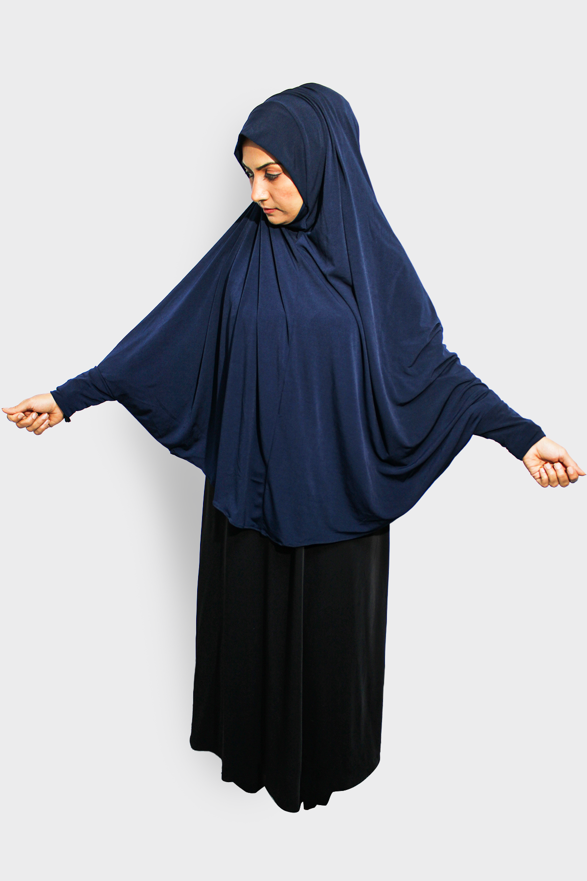 Ladies Khimar Navy with sleeves 4 Ladies Khimar Navy with Sleeves - Image 5