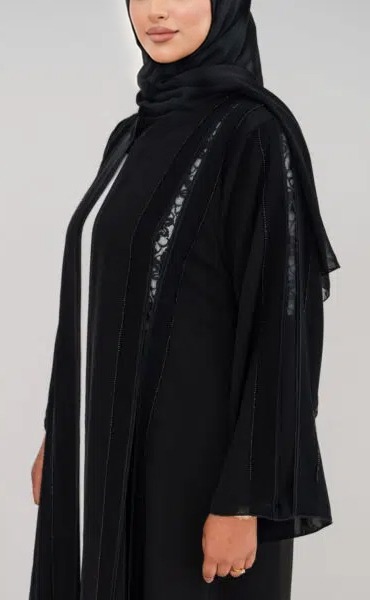 Luxury Black Lace Abaya - Image 4