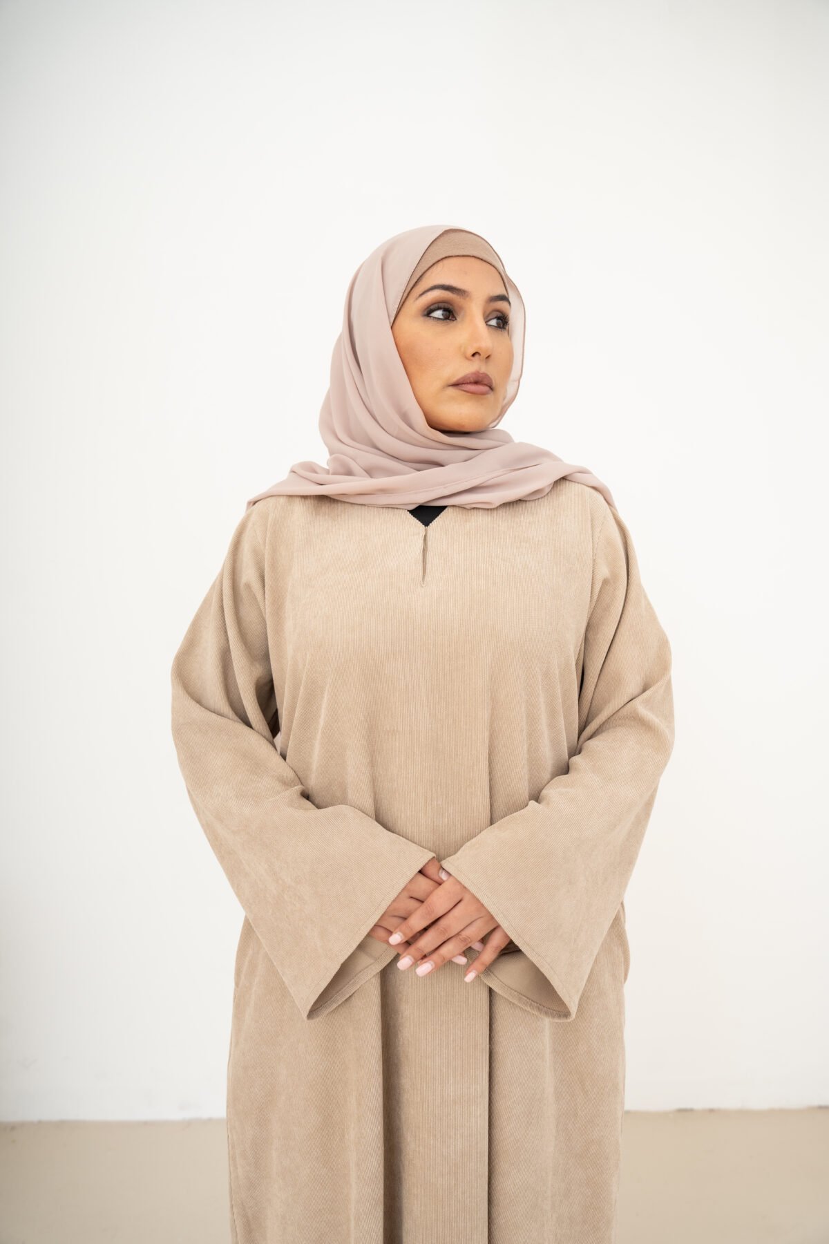 Nude Corduroy Abaya - Image 16