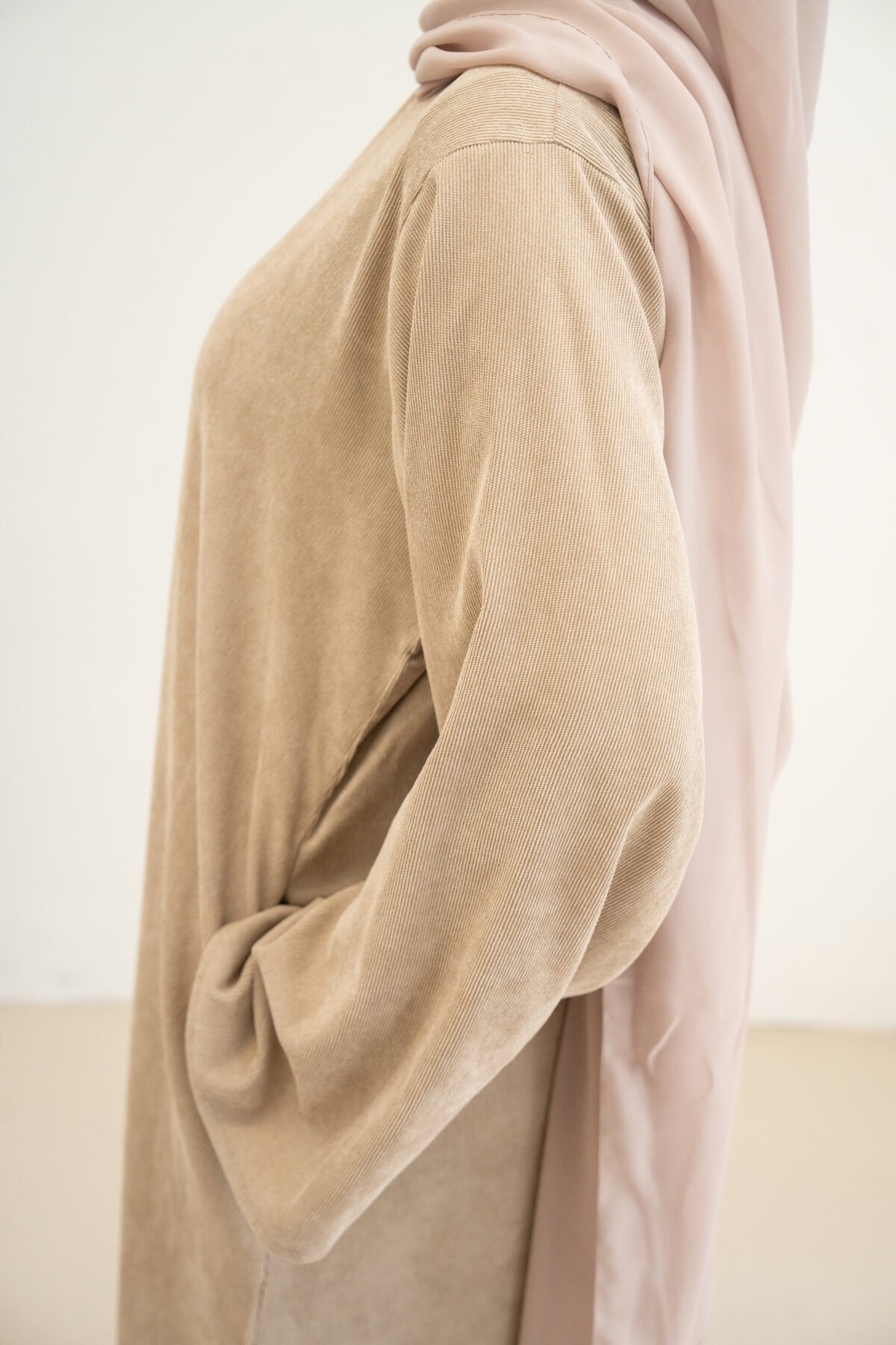Nude Corduroy Abaya - Image 9