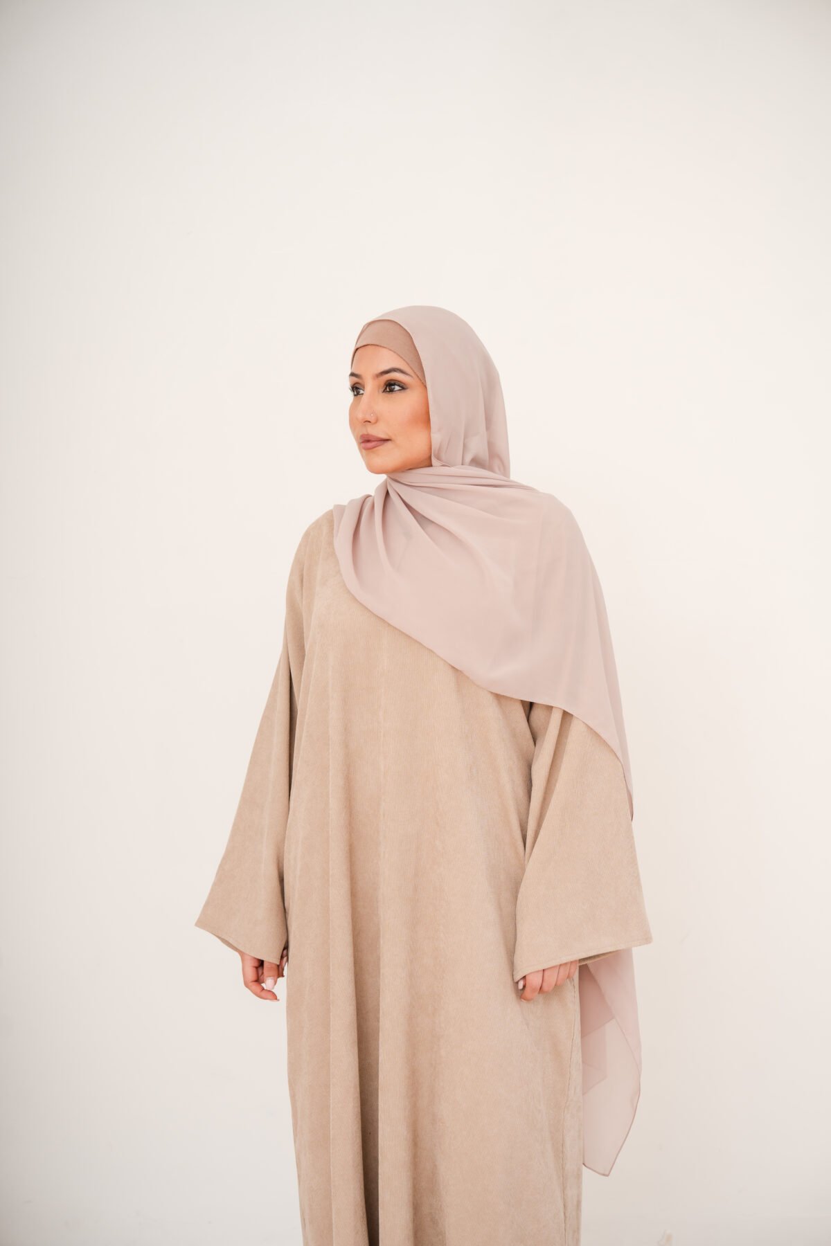 Nude Corduroy Abaya - Image 15